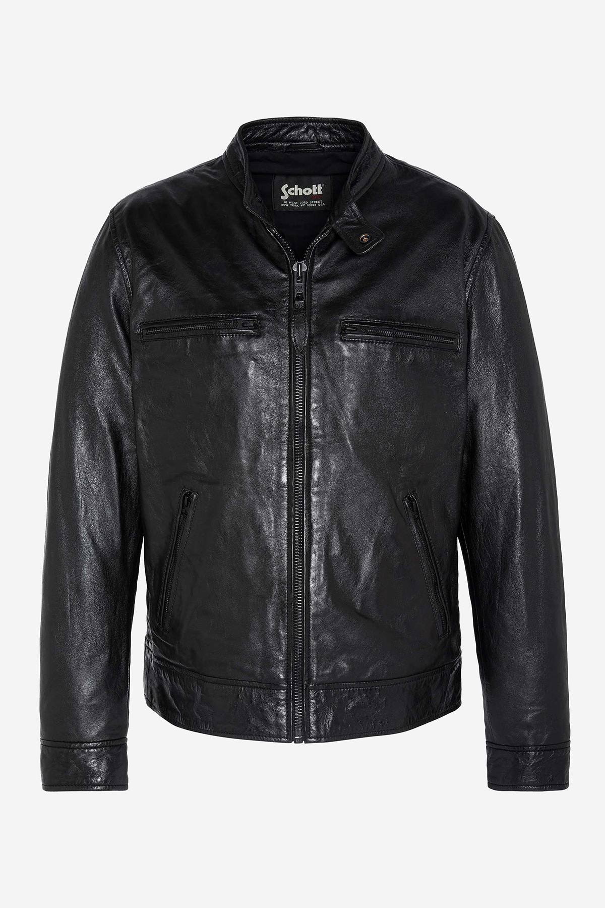 Biker-style jacket in soft lambskin - Image n°6