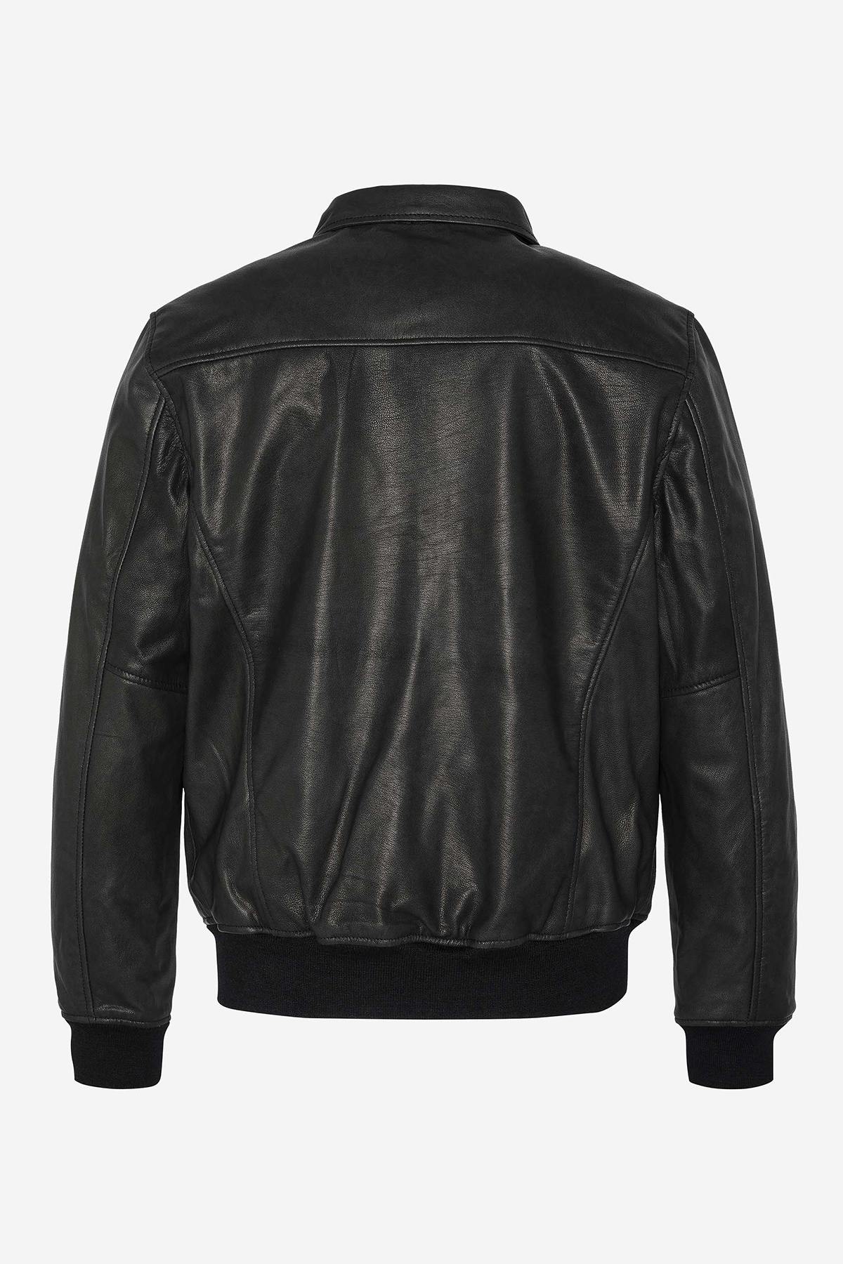 Pilot-style jacket in smooth goatskin leather - Image n°6