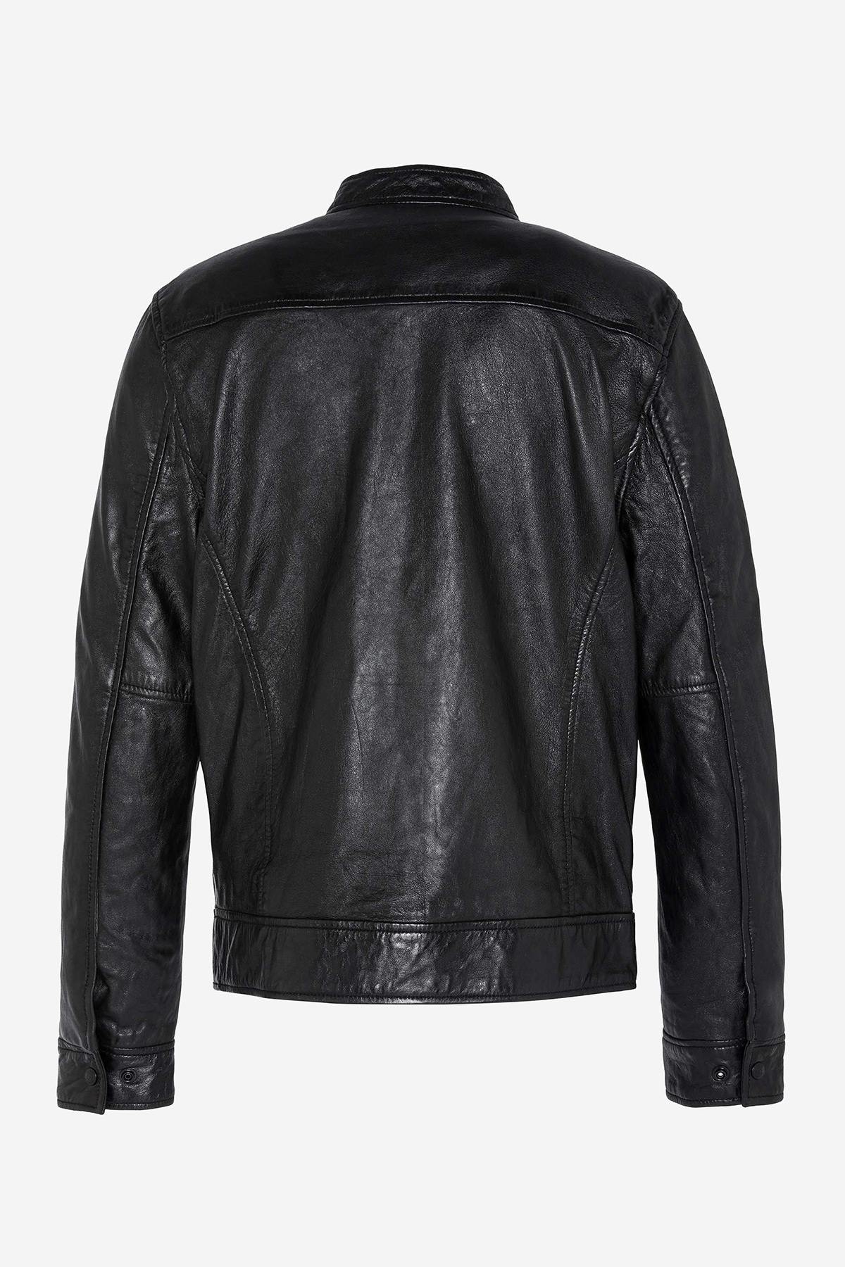 Biker-style jacket in soft lambskin - Image n°7