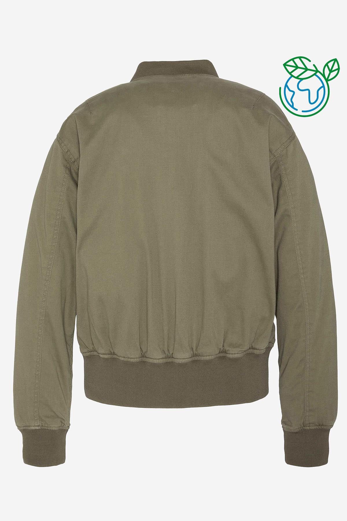 Women's light khaki bomber jacket with removable Velcro - Image n°2