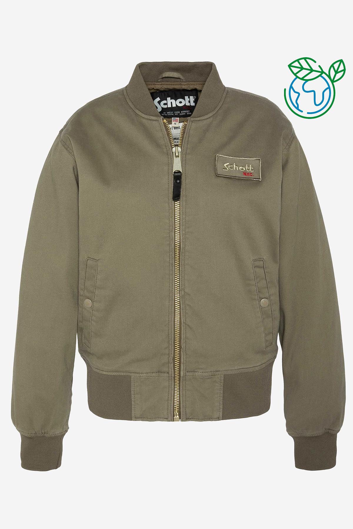 Women's light khaki bomber jacket with removable Velcro - Image n°1