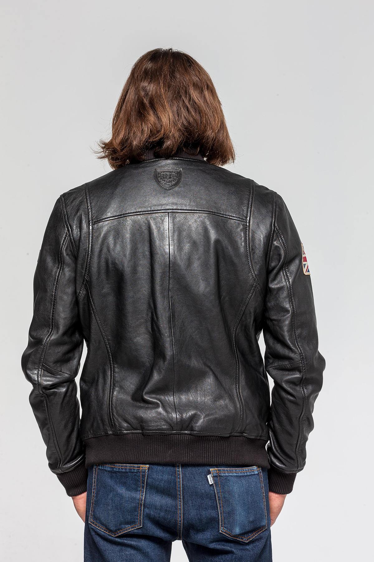 RAF Pilot Bomber in black leather - Image n°3