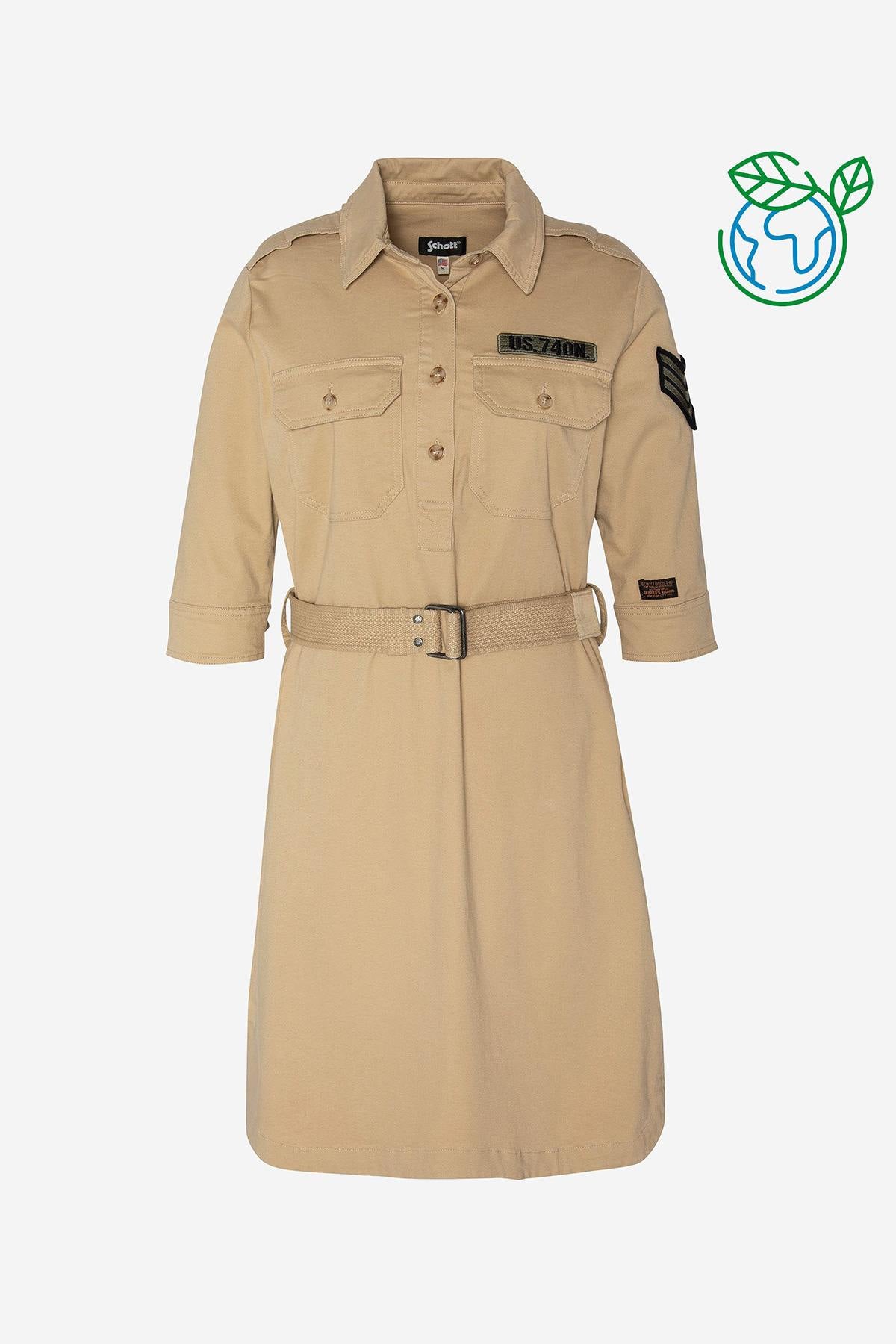 Beige military style dress - Image n°1