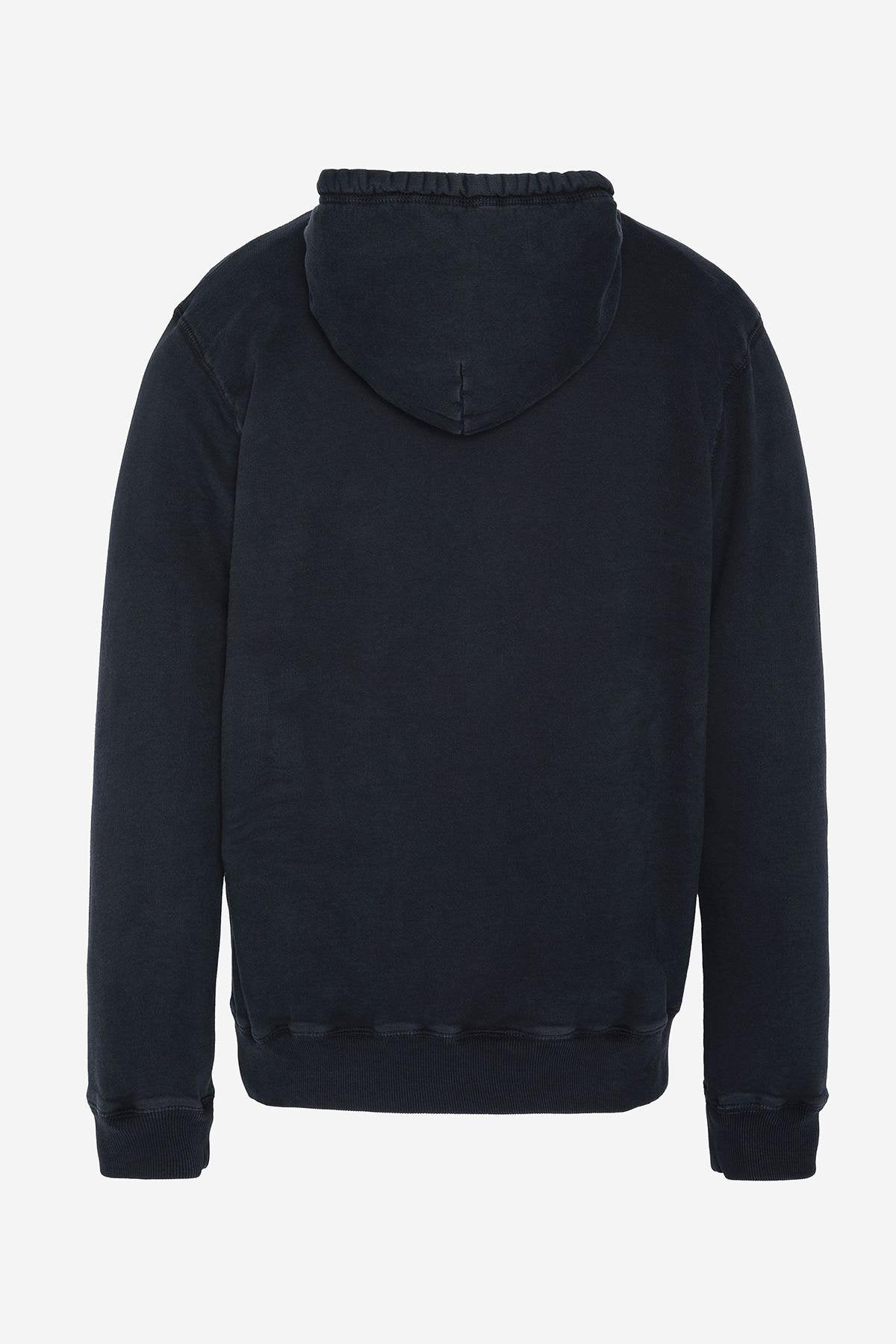 Dark blue used-effect hooded sweater - Image n°3