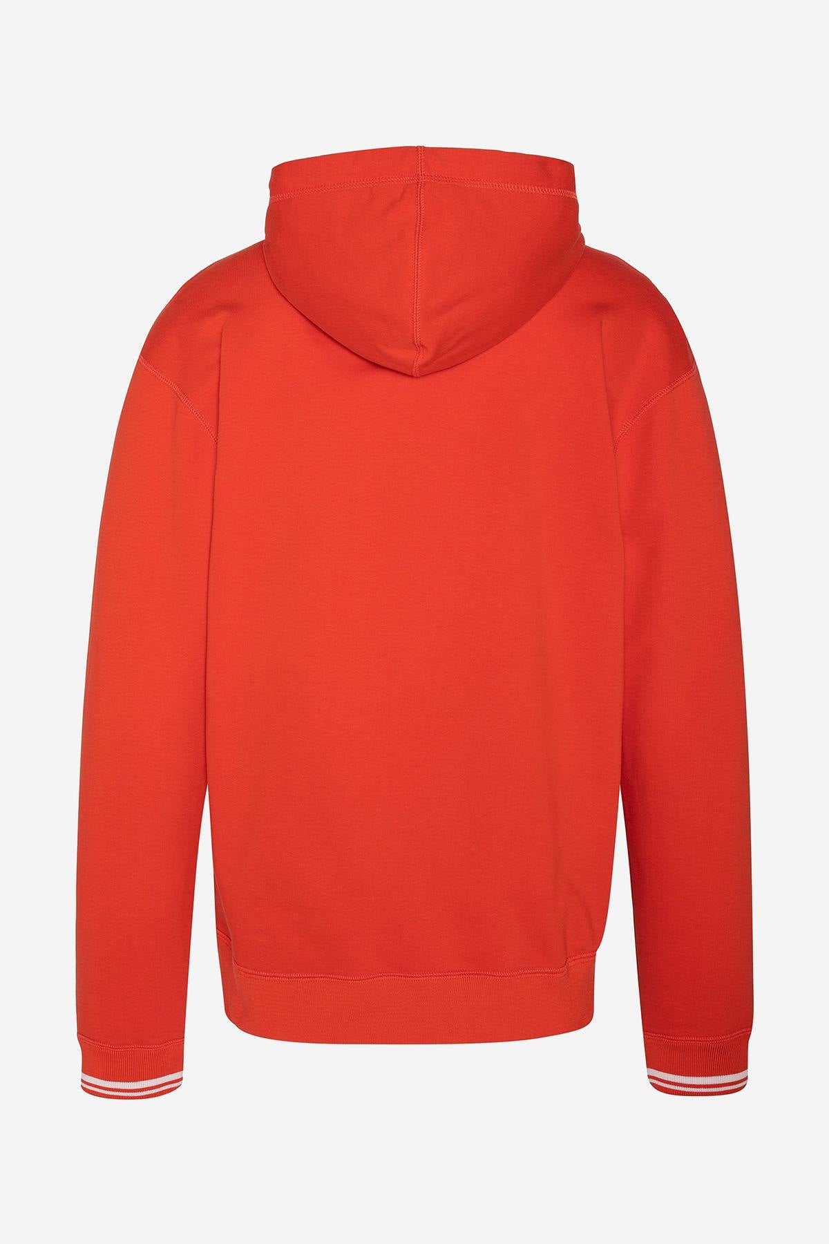 Orange hooded sweater with belly pocket - Image n°3