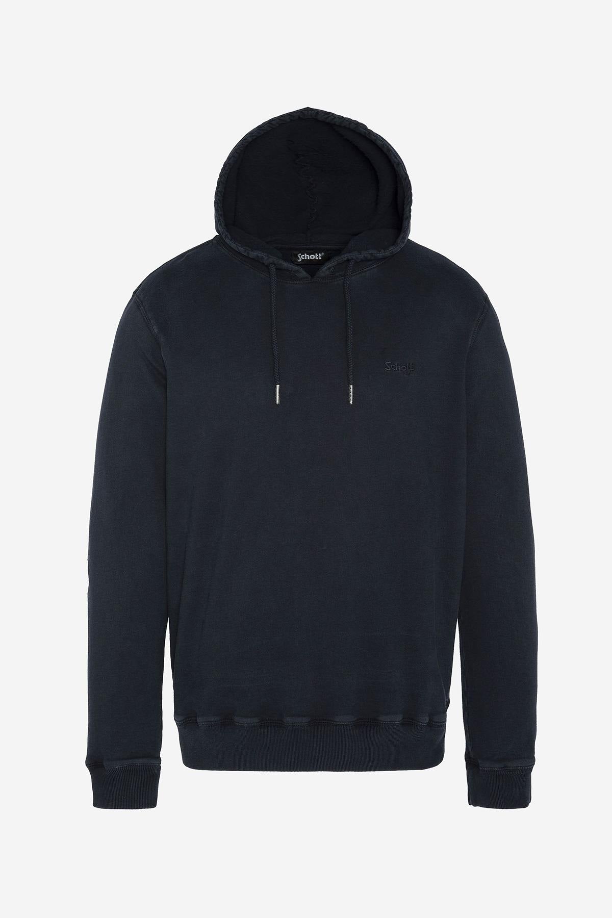 Dark blue used-effect hooded sweater - Image n°1