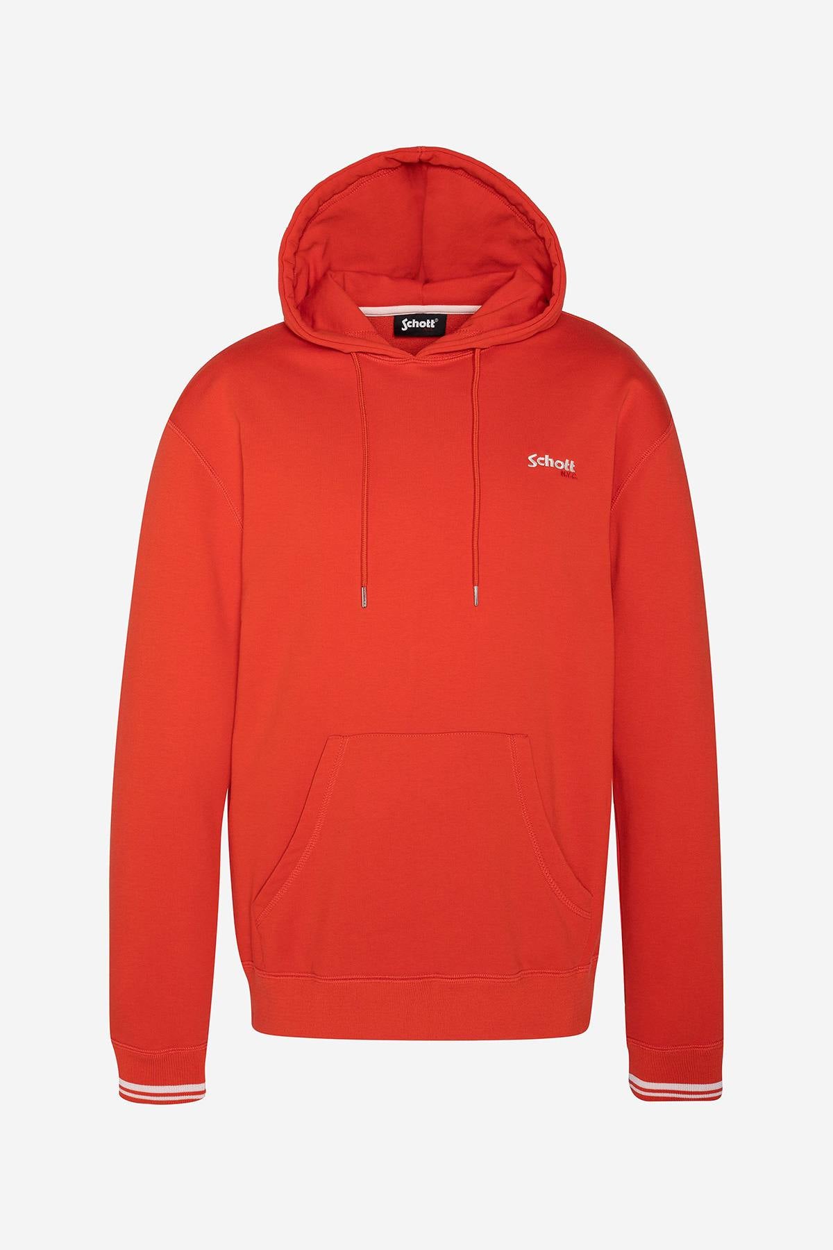 Orange hooded sweater with belly pocket - Image n°1