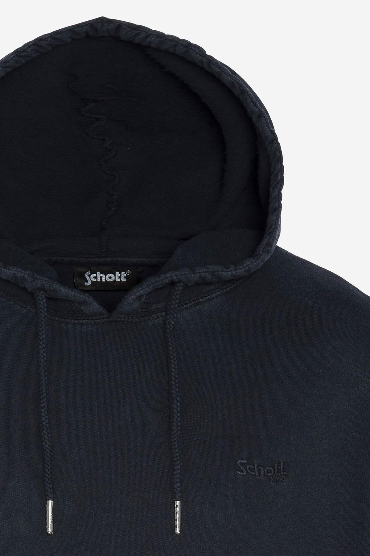 Dark blue used-effect hooded sweater - Image n°2