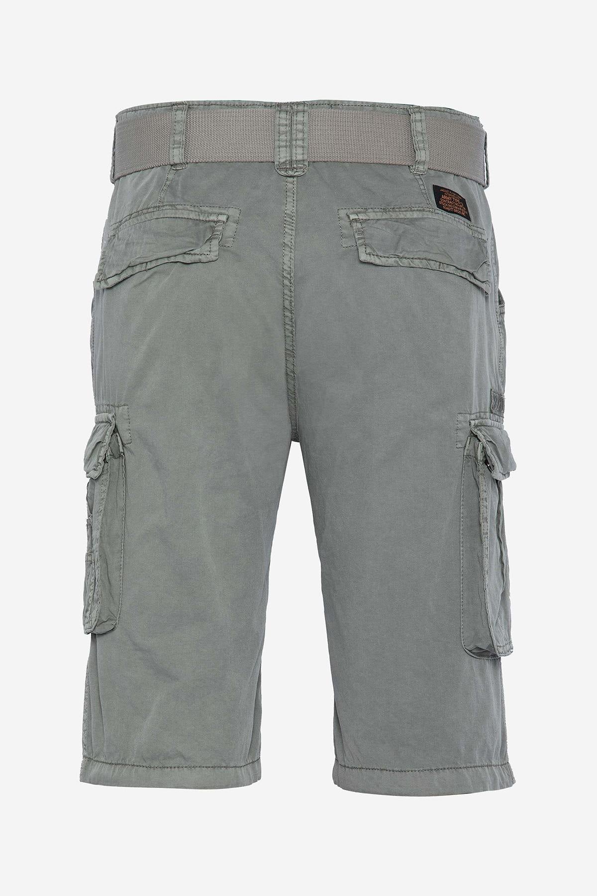 Gray cargo shorts with belt - Image n°2