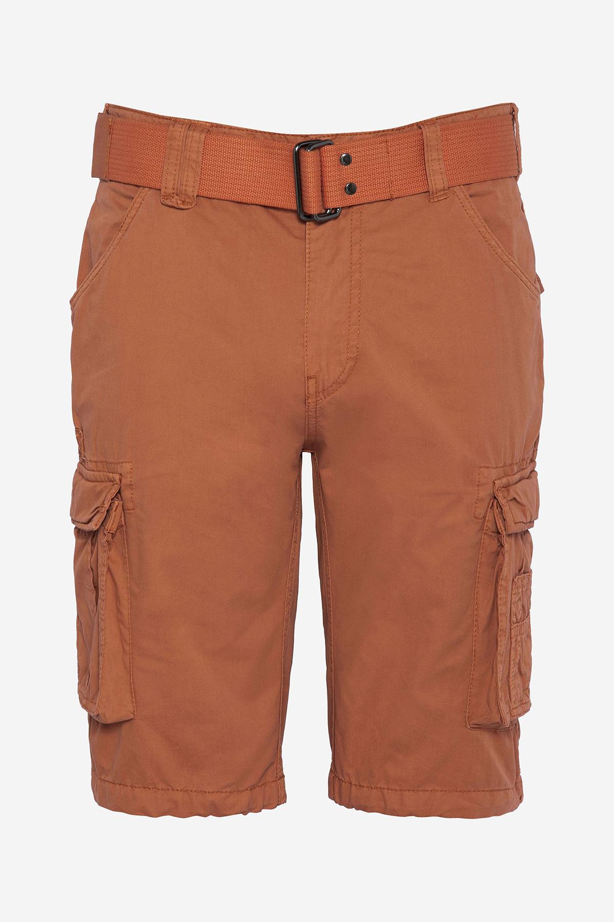 Orange cargo shorts with belt - Image n°3