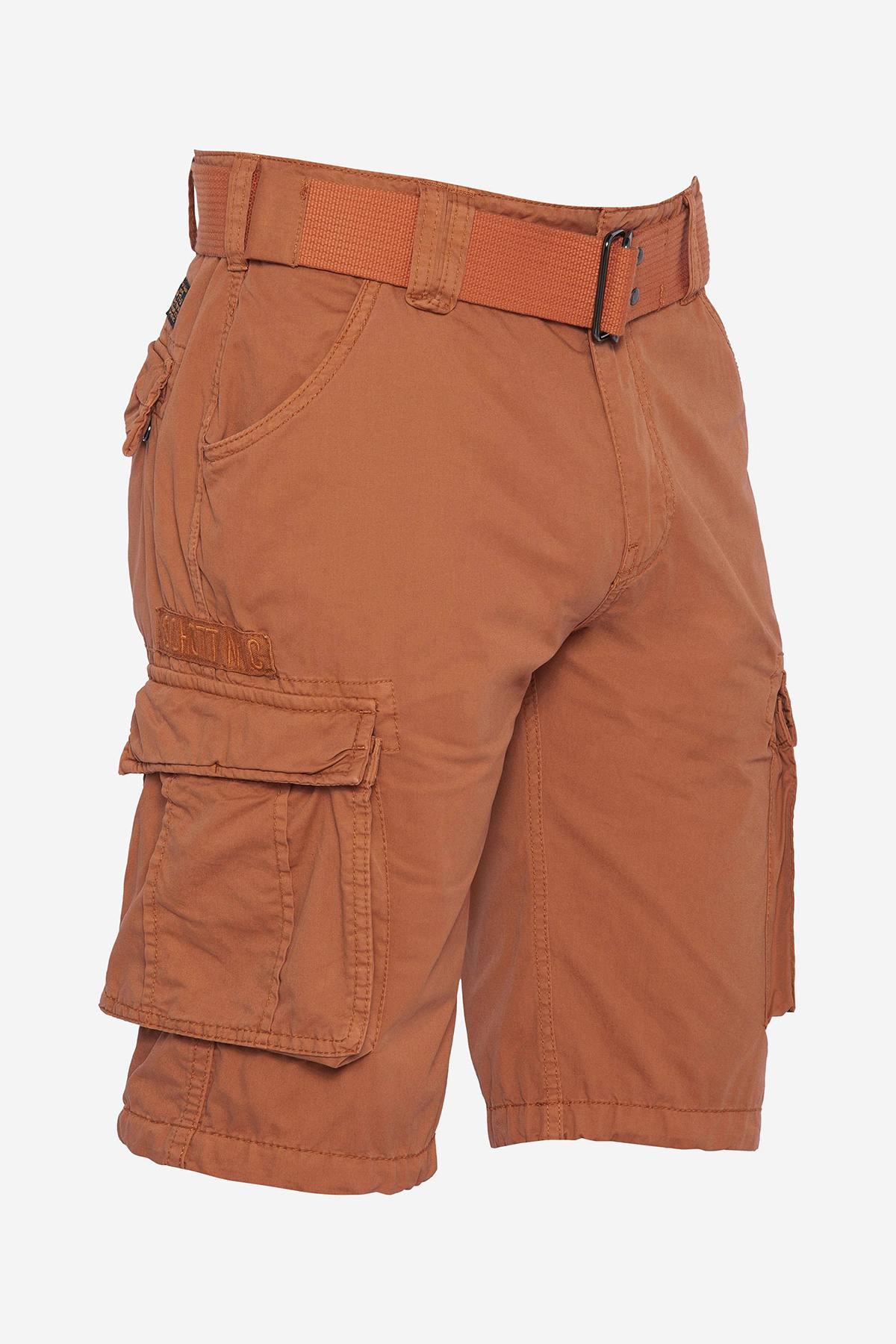 Orange cargo shorts with belt - Image n°1