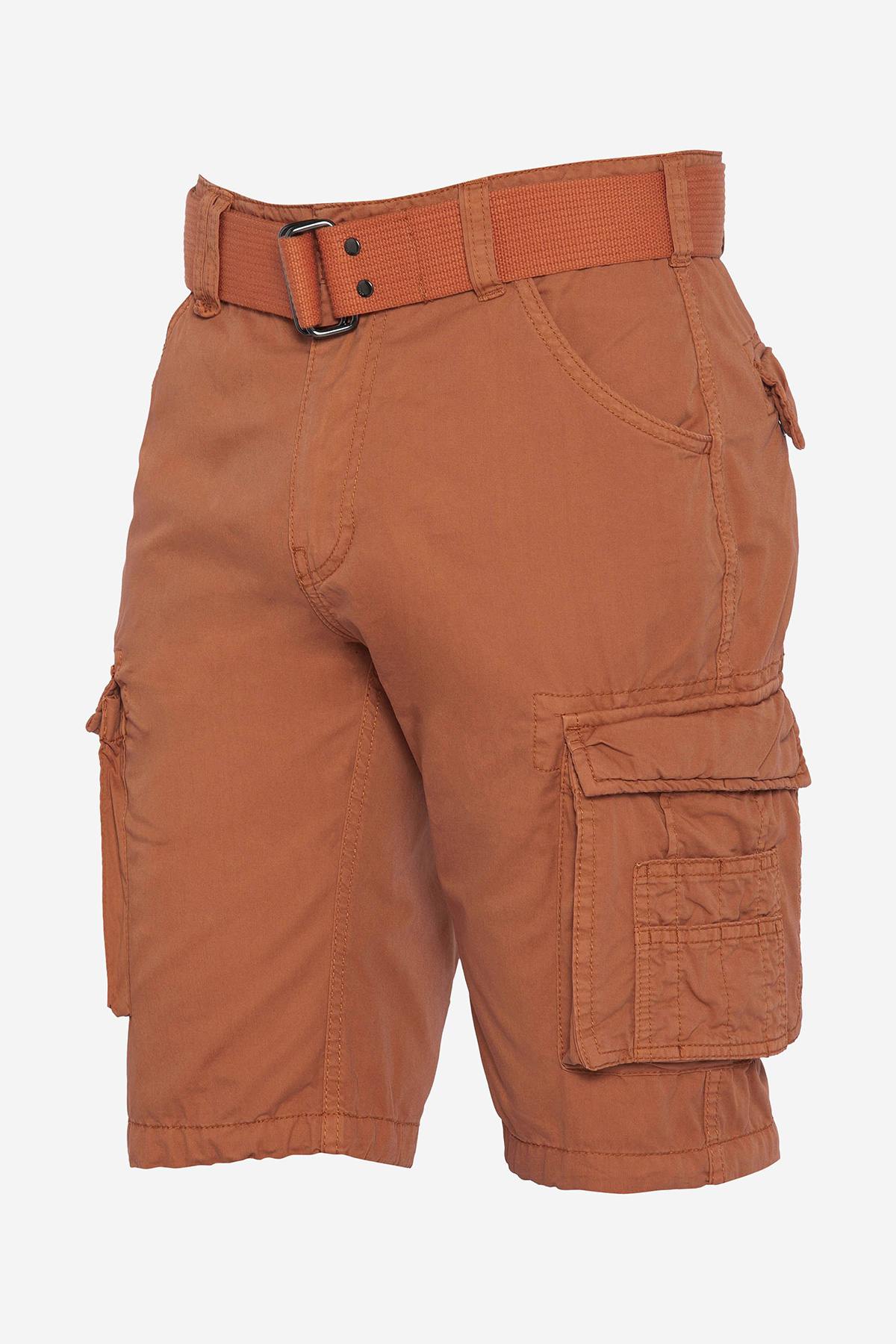 Orange cargo shorts with belt - Image n°4