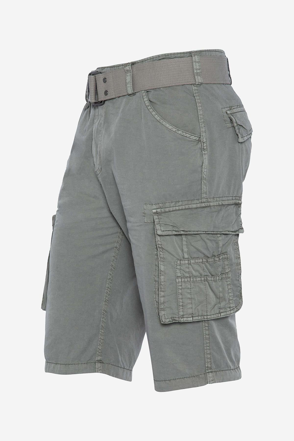 Gray cargo shorts with belt - Image n°4