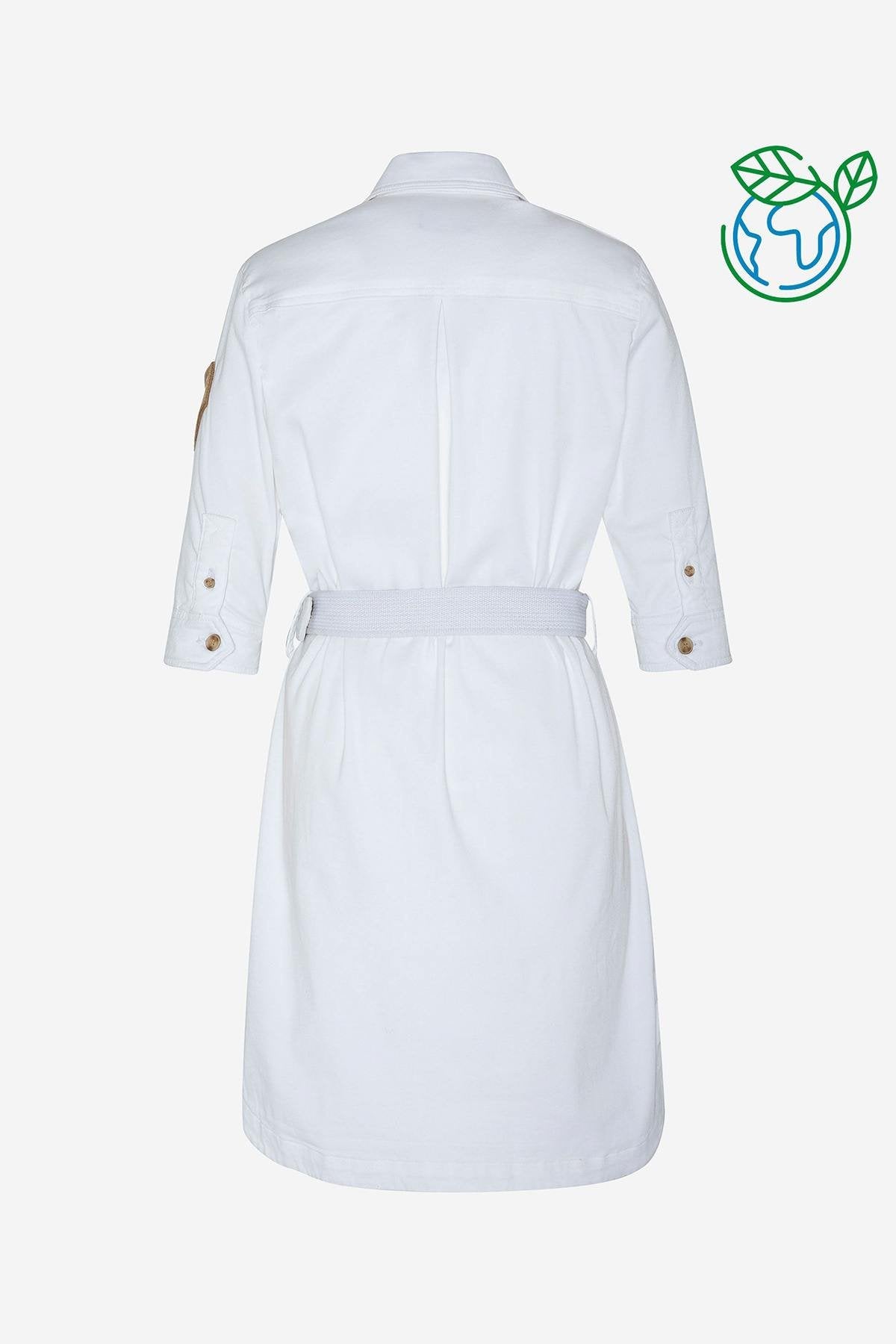 White belted dress with military patches - Image n°3