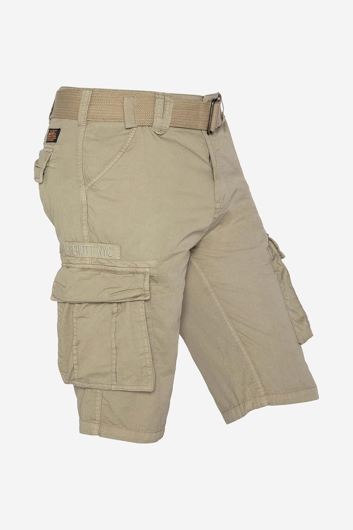 Light beige cargo shorts with belt - Image n°1