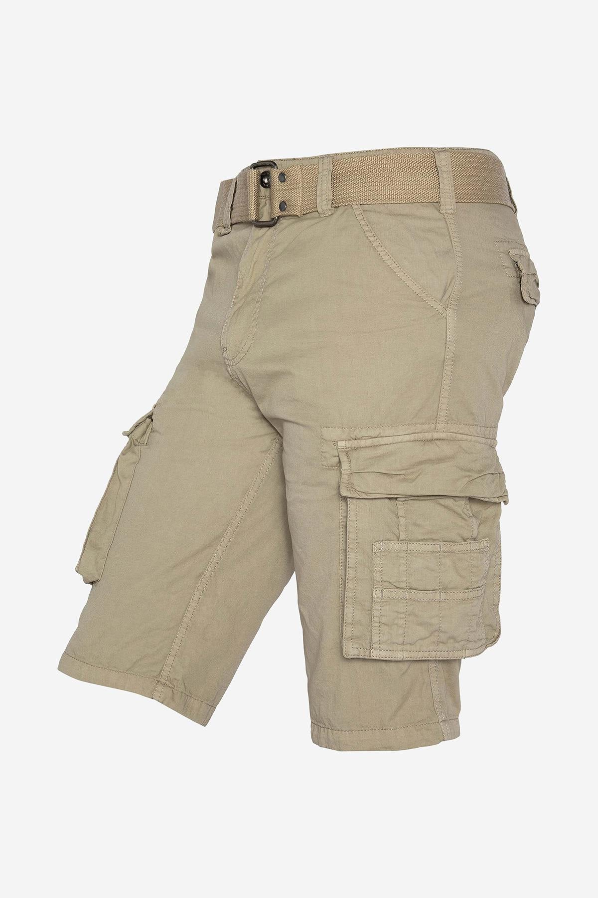 Light beige cargo shorts with belt - Image n°4