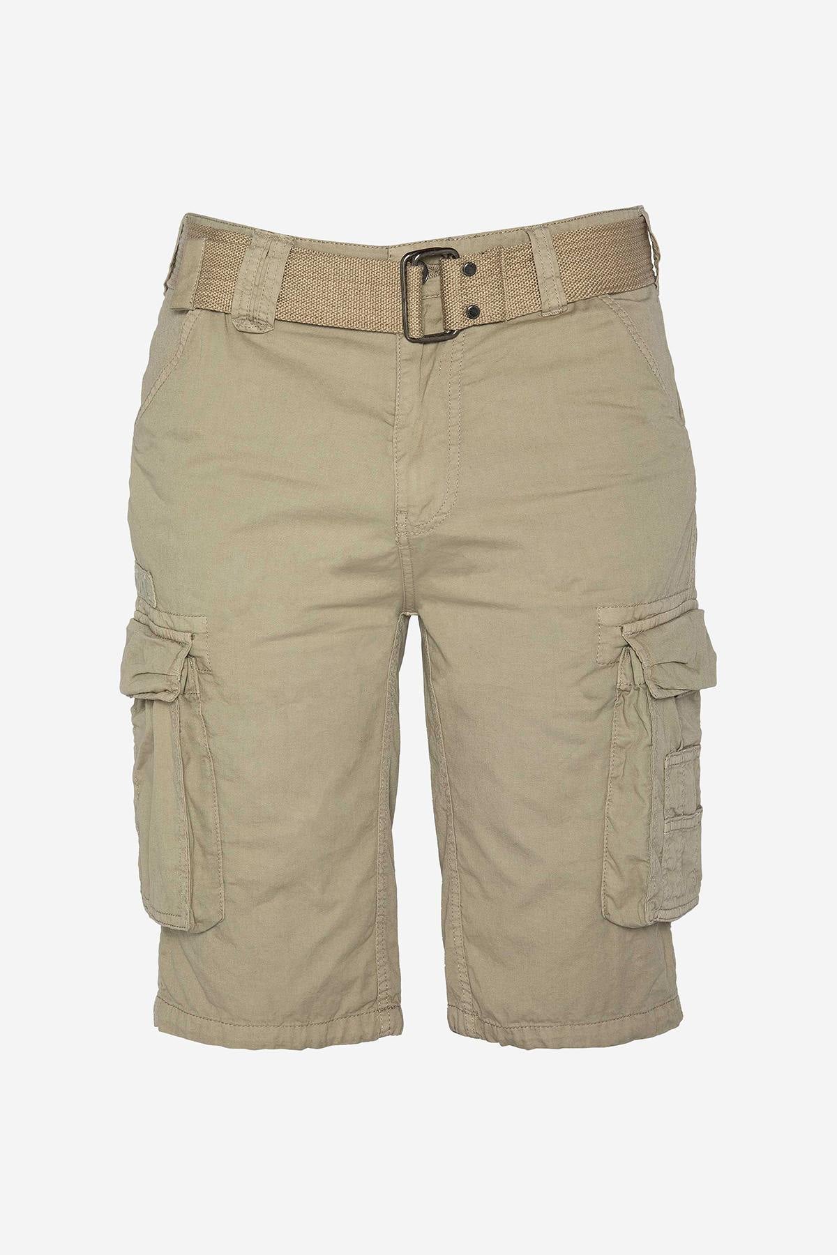 Light beige cargo shorts with belt - Image n°3