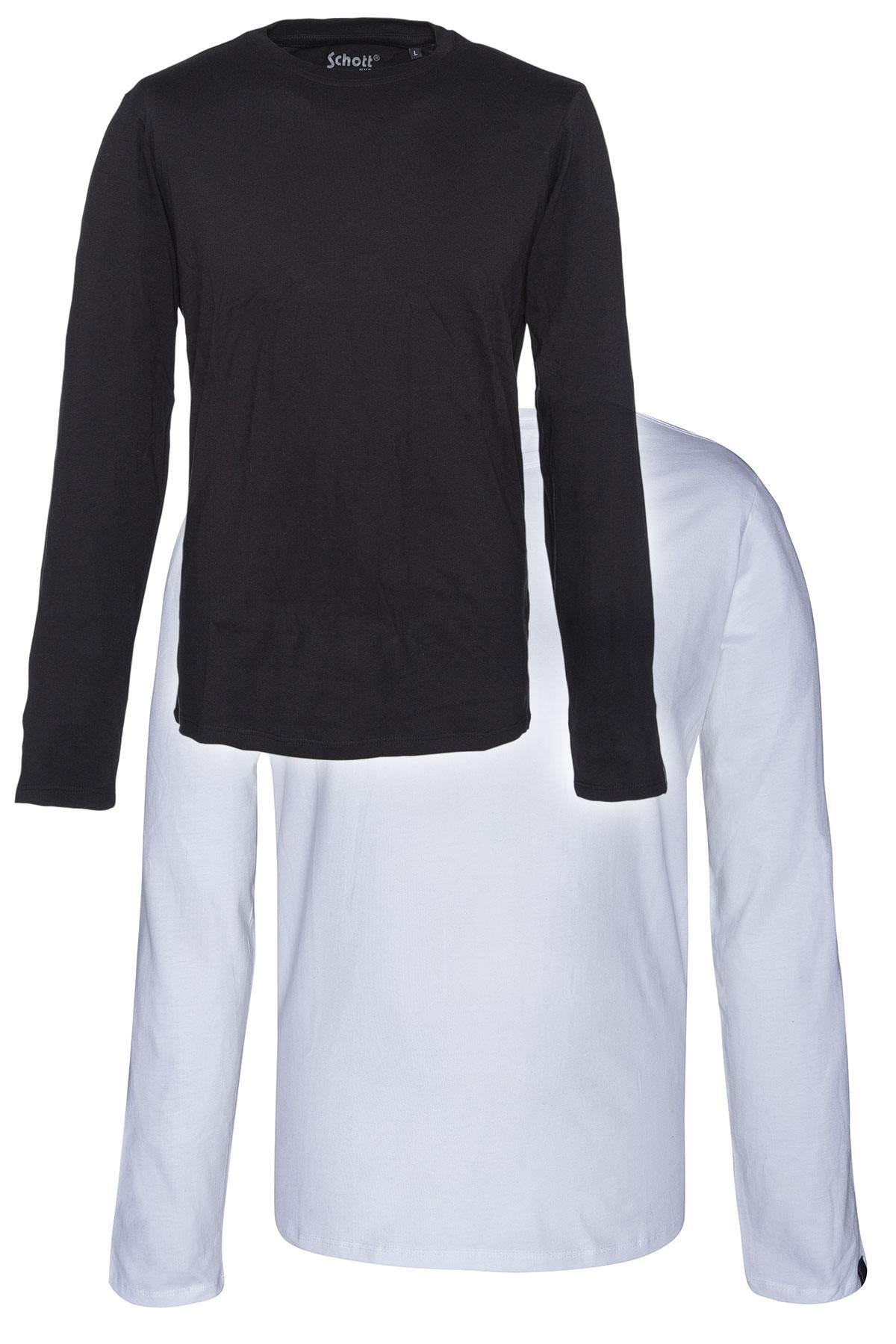 Pack of 2 plain white and black long-sleeved t-shirts - Image n°1