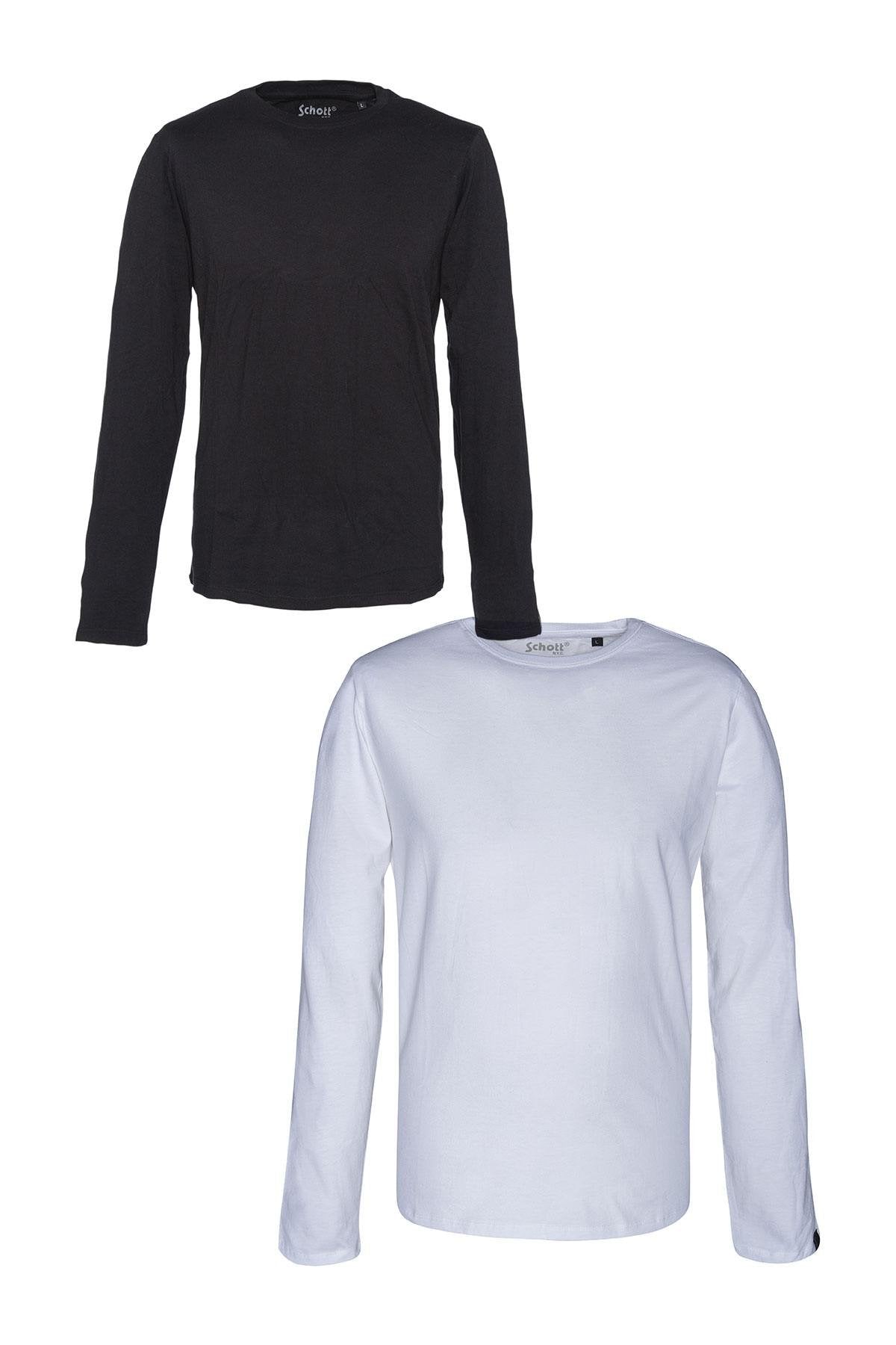 Pack of 2 plain white and black long-sleeved t-shirts - Image n°4