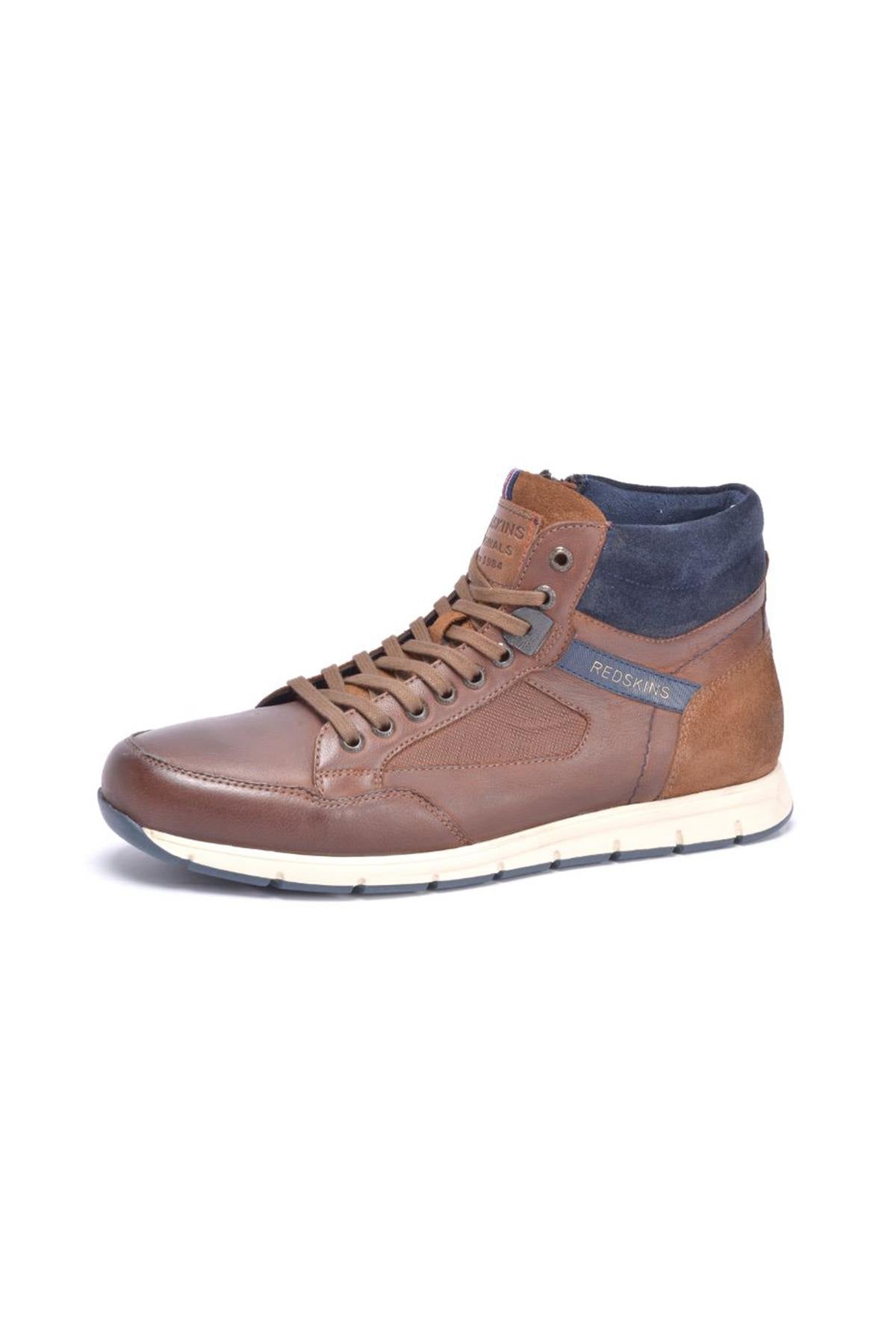 Brown leather mid-top sneakers - Image n°8