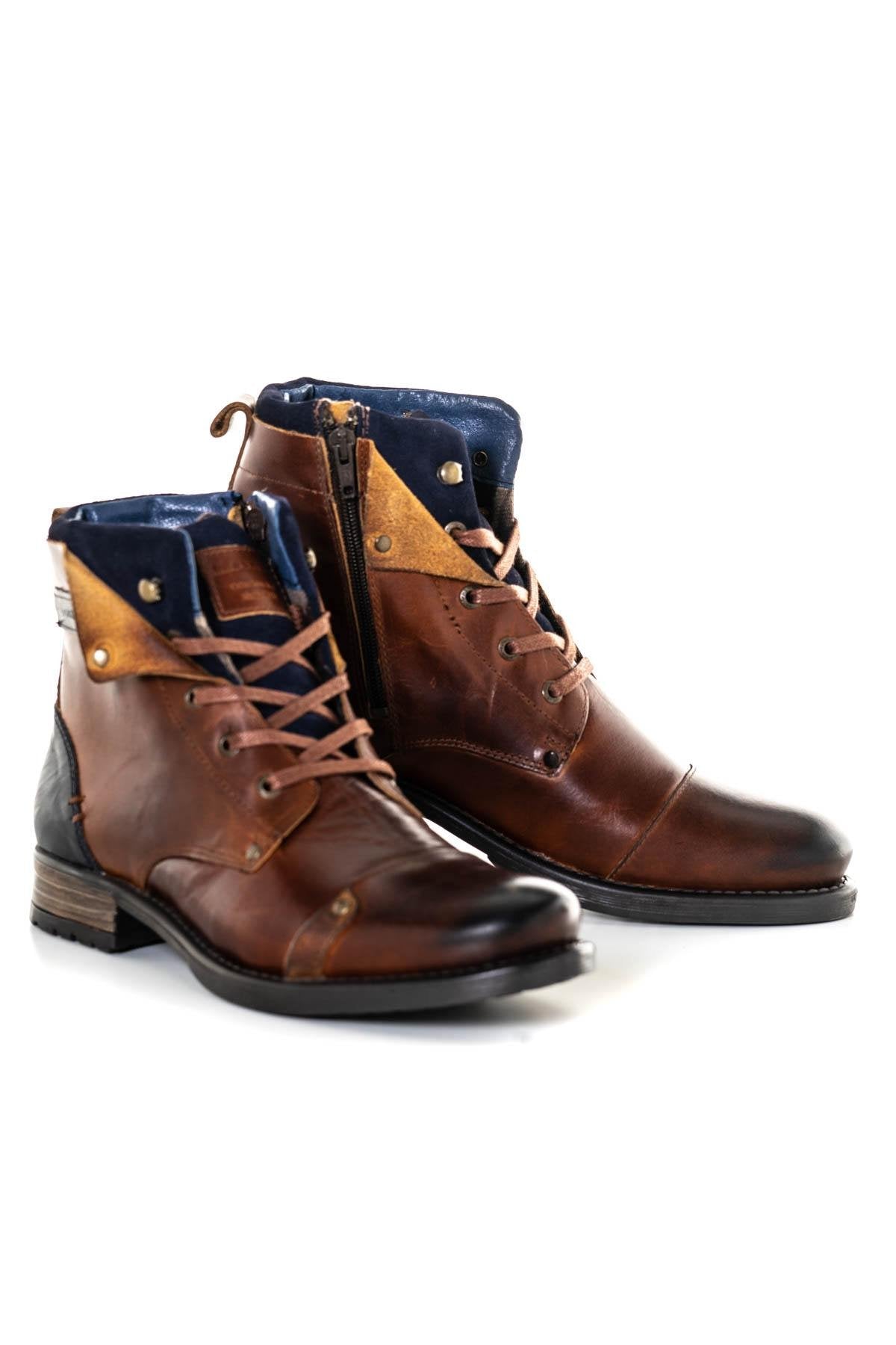 Elegant men's boots in aged brown leather - Image n°3