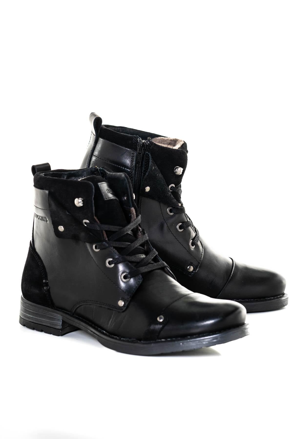 Shiny black leather ankle boots - Image n°1