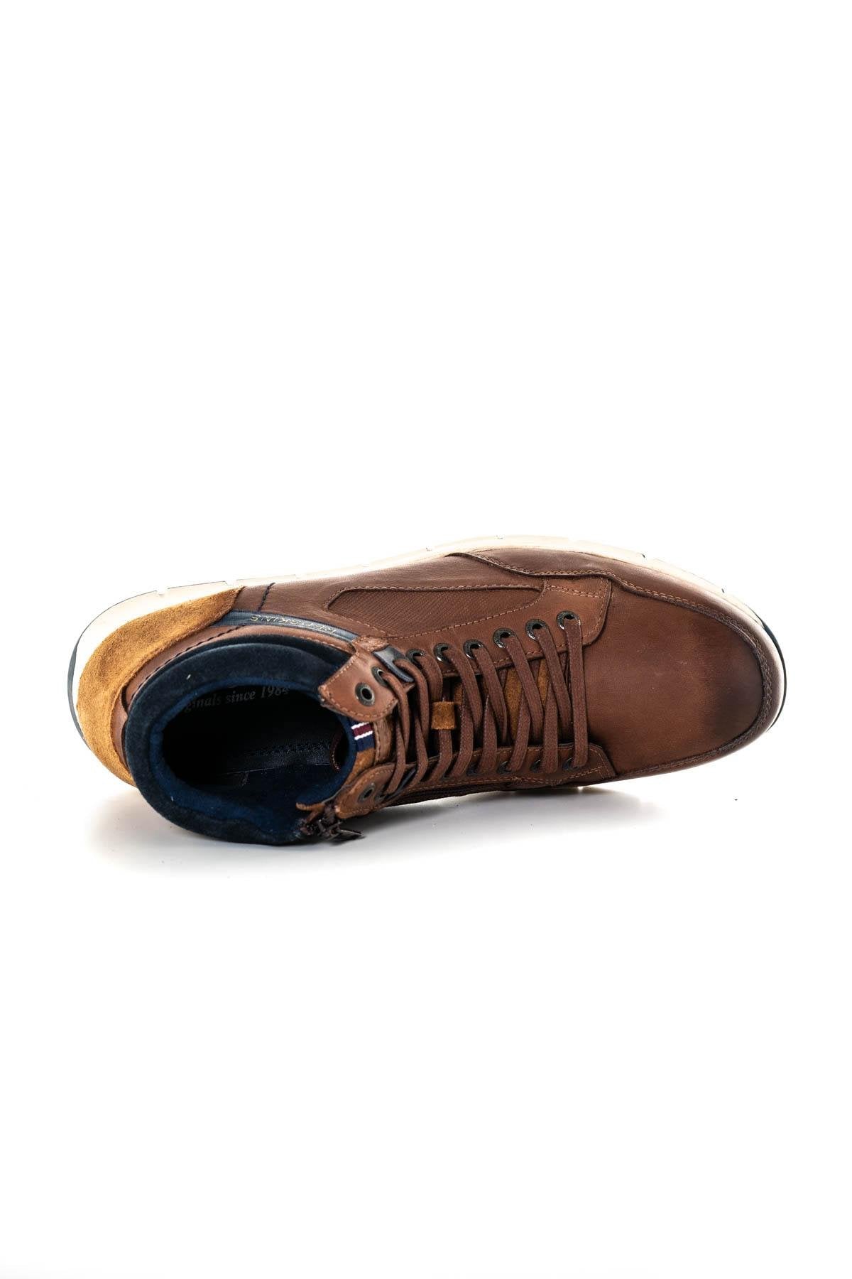 Brown leather mid-top sneakers - Image n°3