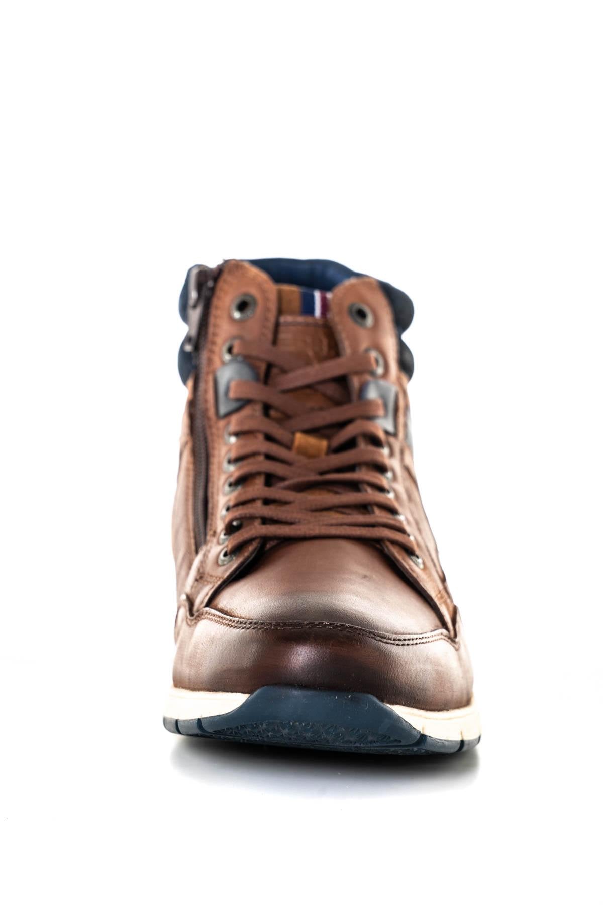 Brown leather mid-top sneakers - Image n°5