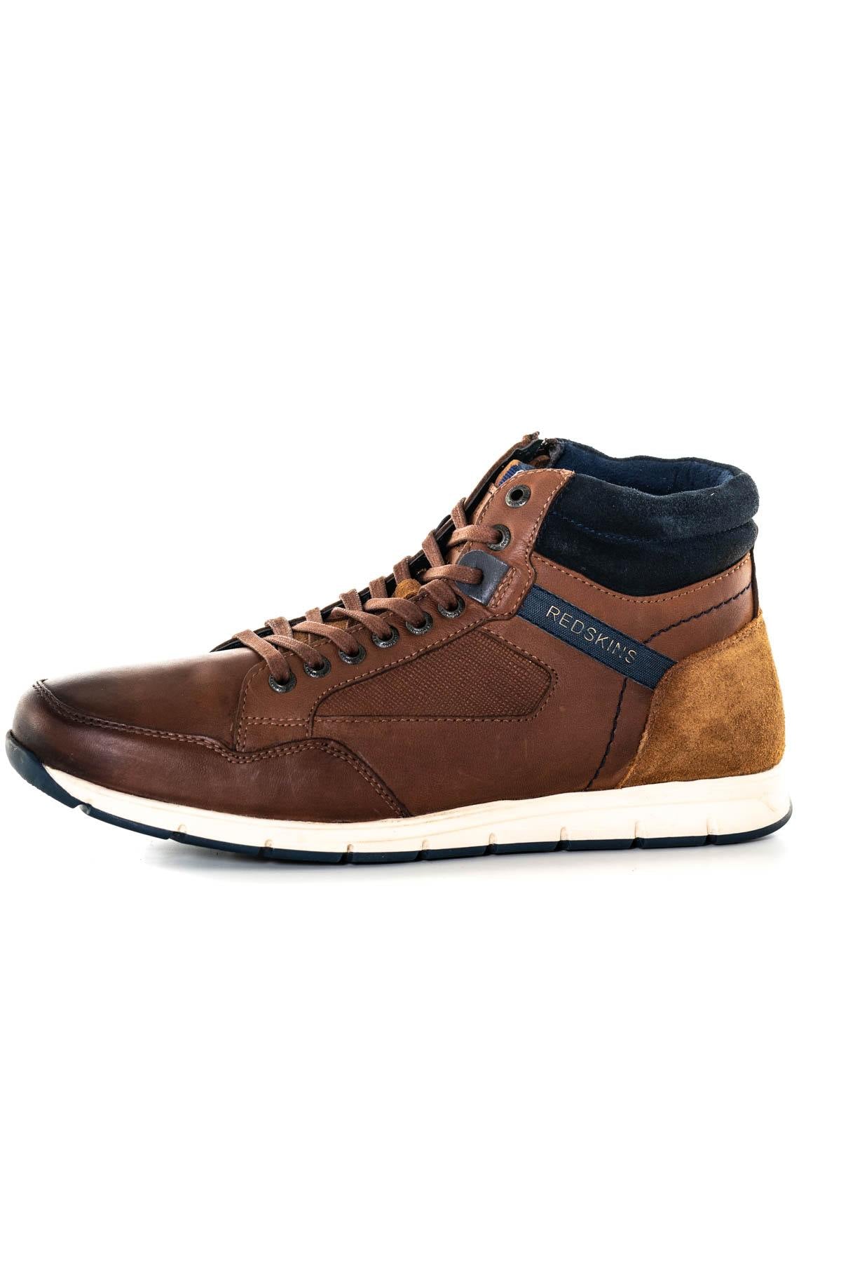 Brown leather mid-top sneakers - Image n°7