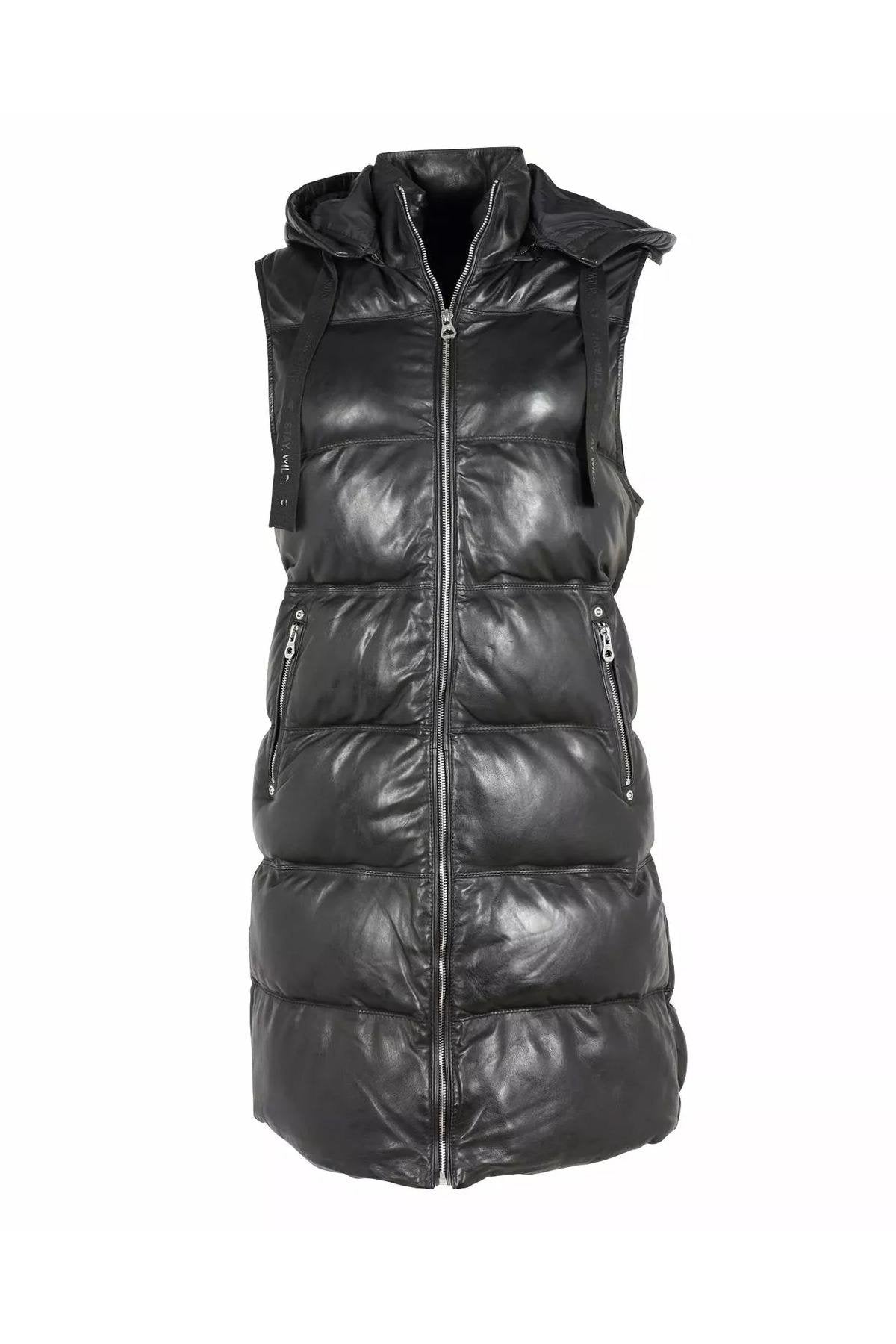 Long sleeveless down jacket in lambskin - Image n°7