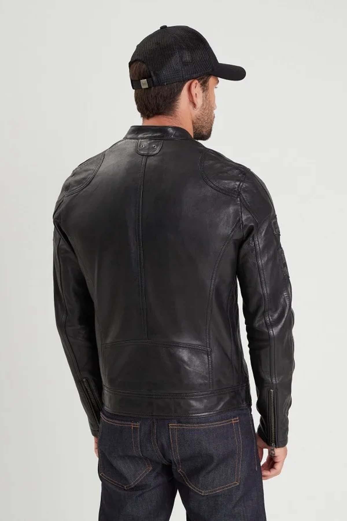 Monochrome black vintage racing style jacket - Image n°3