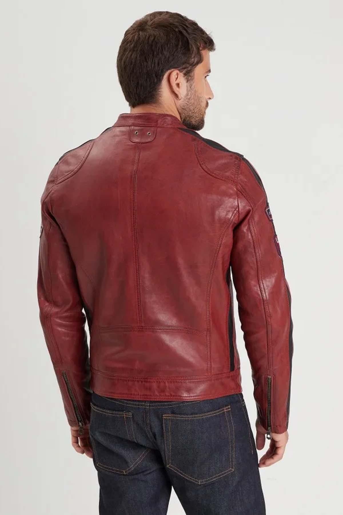 Red vegetable-tanned racing jacket - Image n°3