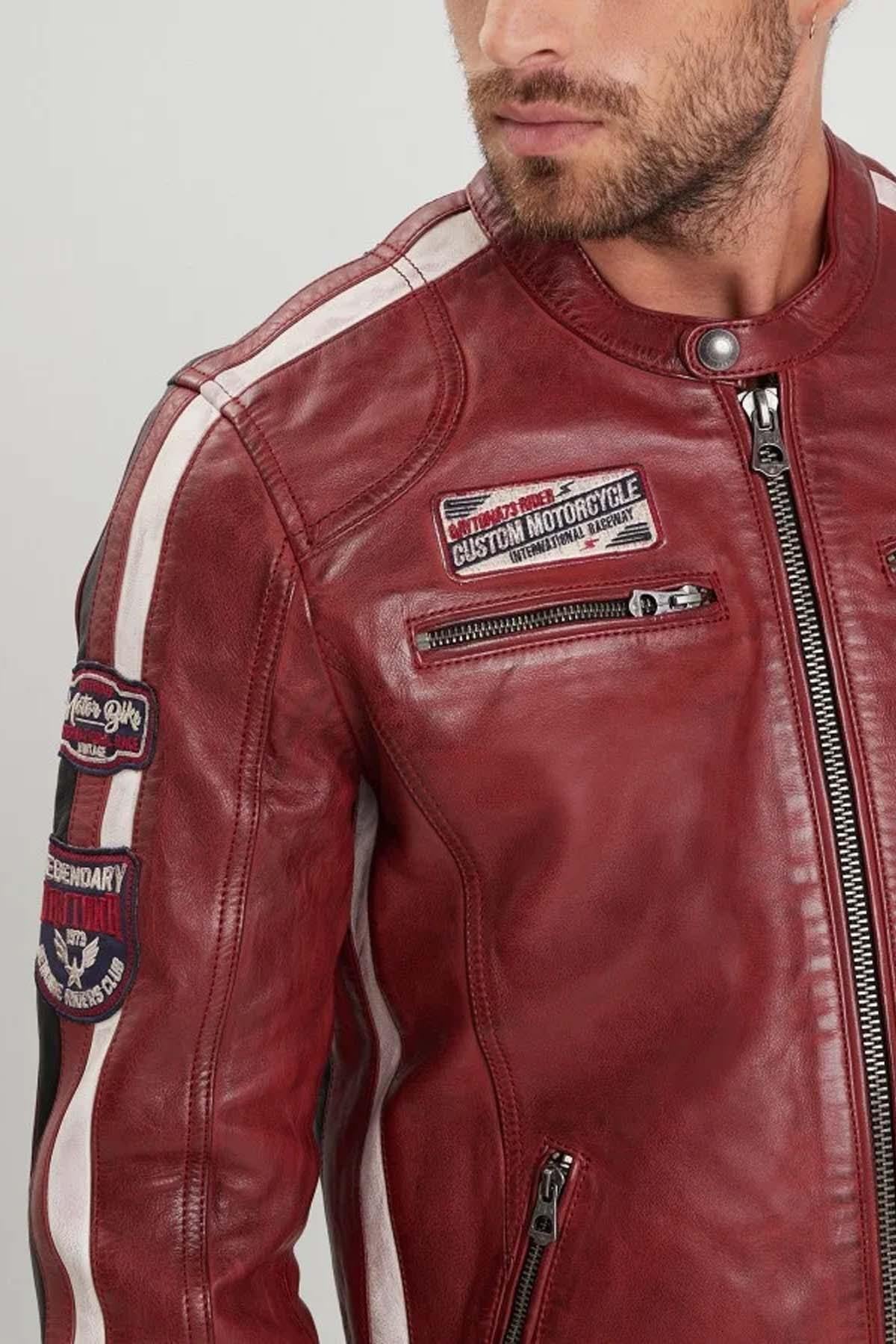 Red vegetable-tanned racing jacket - Image n°5