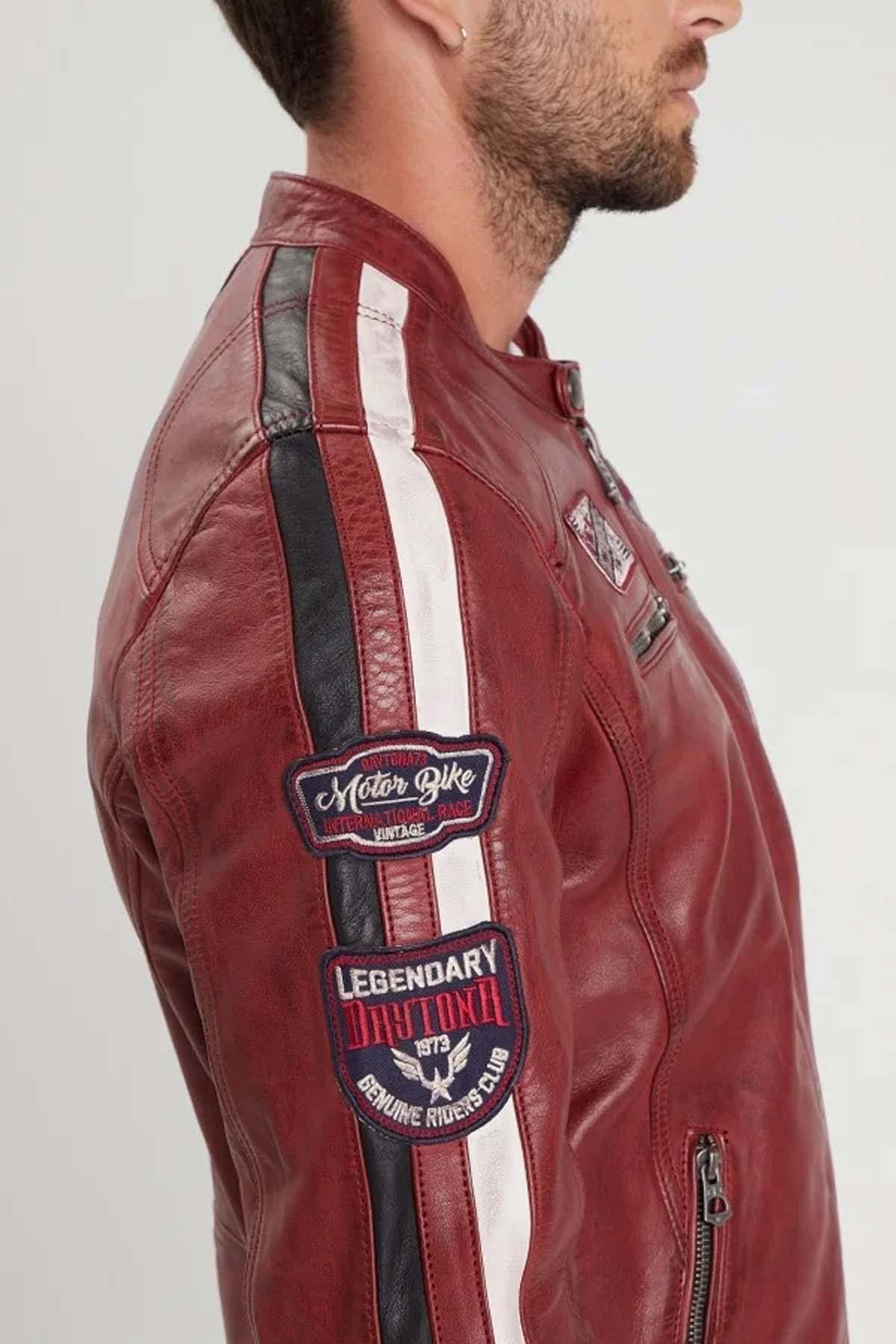 Red vegetable-tanned racing jacket - Image n°7