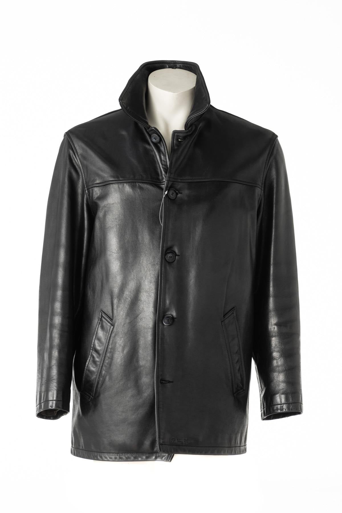 Black cowhide leather jacket - Image n°1