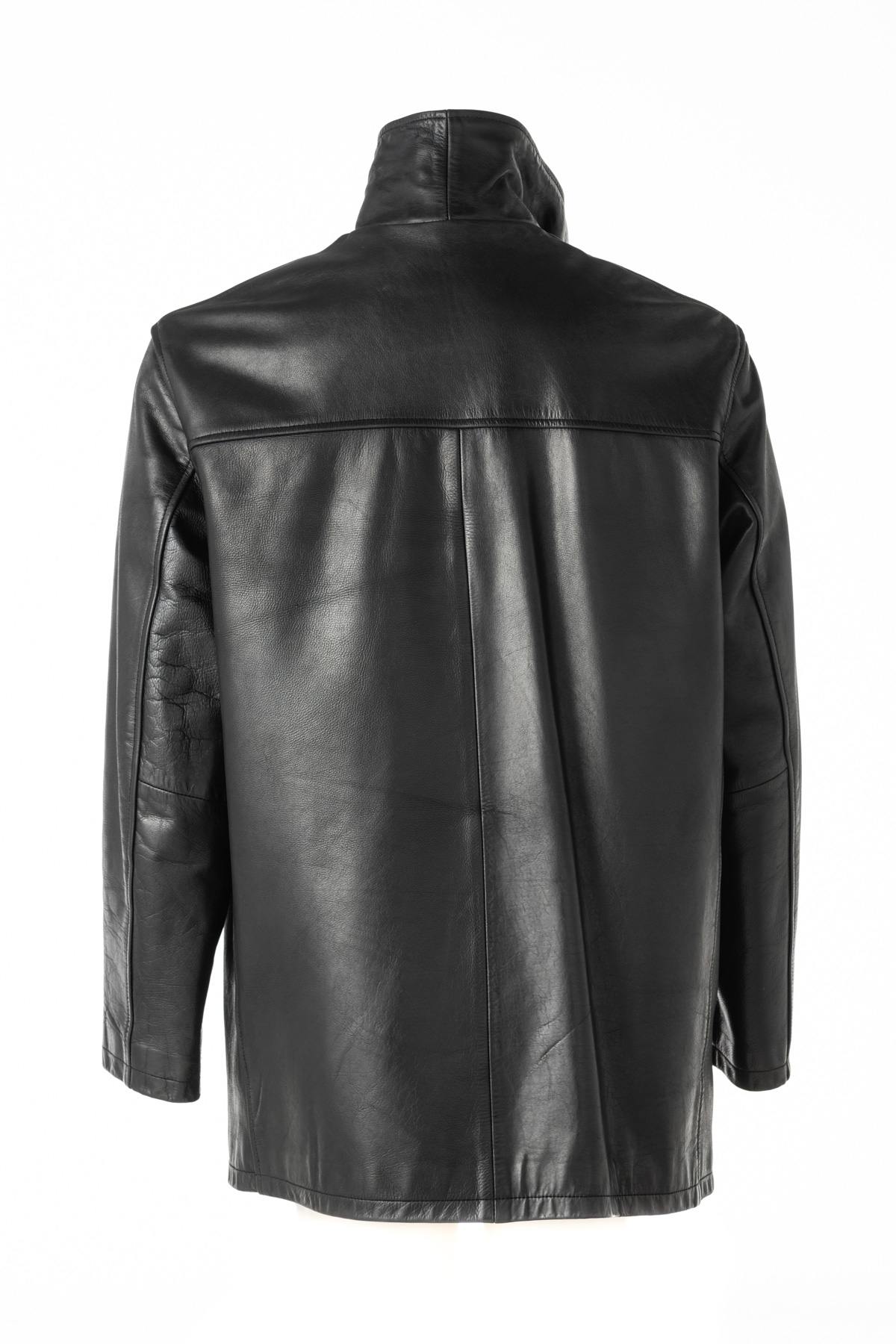 Black cowhide leather jacket - Image n°2