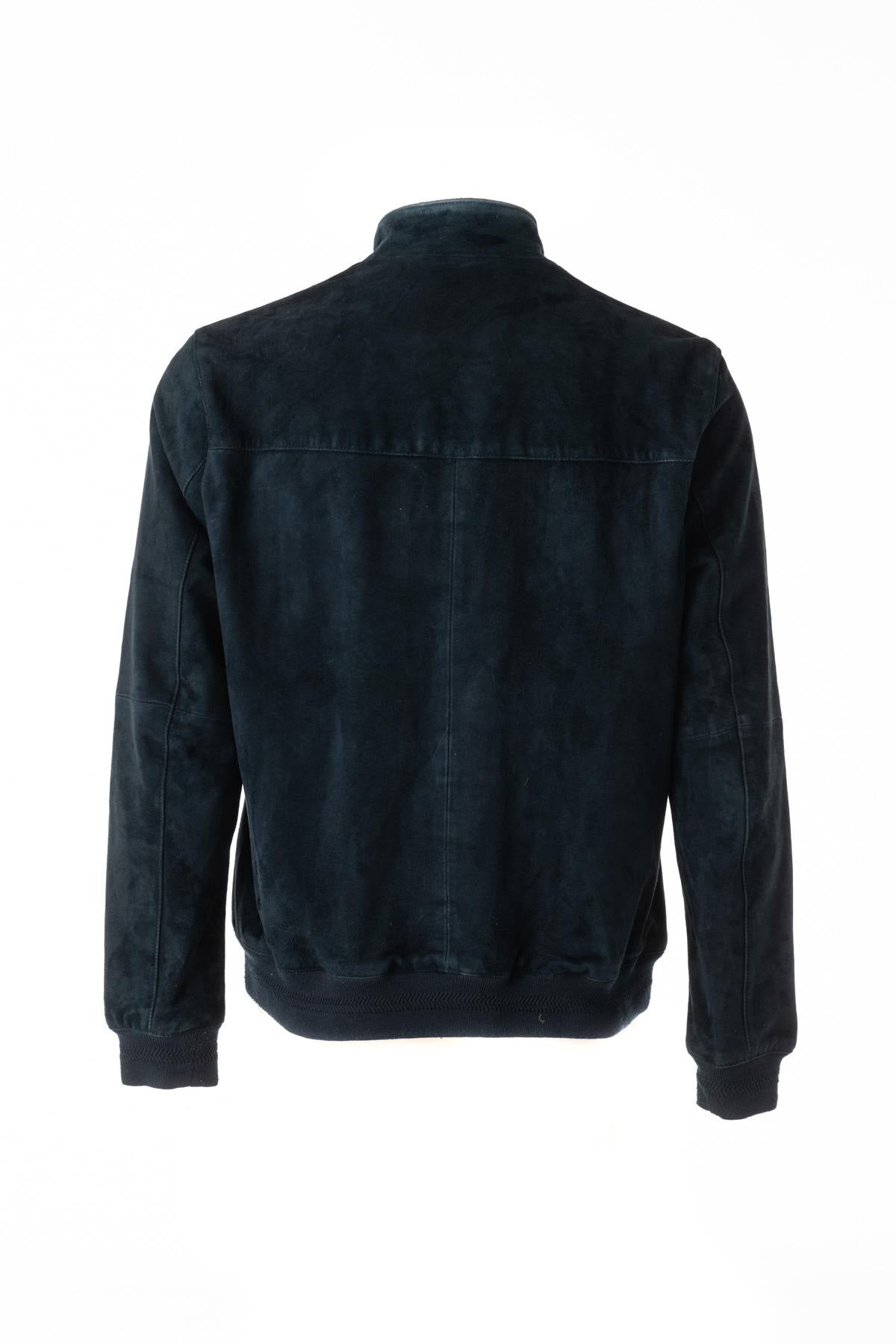 Navy colored velvet jacket for Men - Image n°2