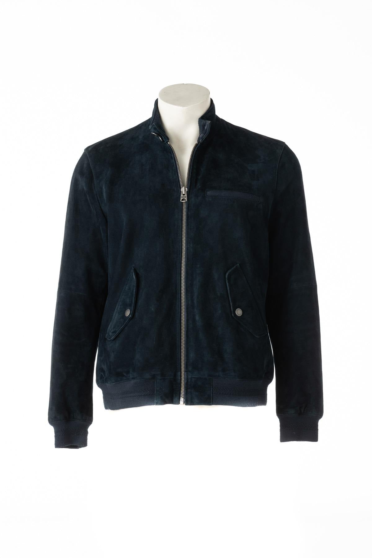 Navy colored velvet jacket for Men - Image n°1