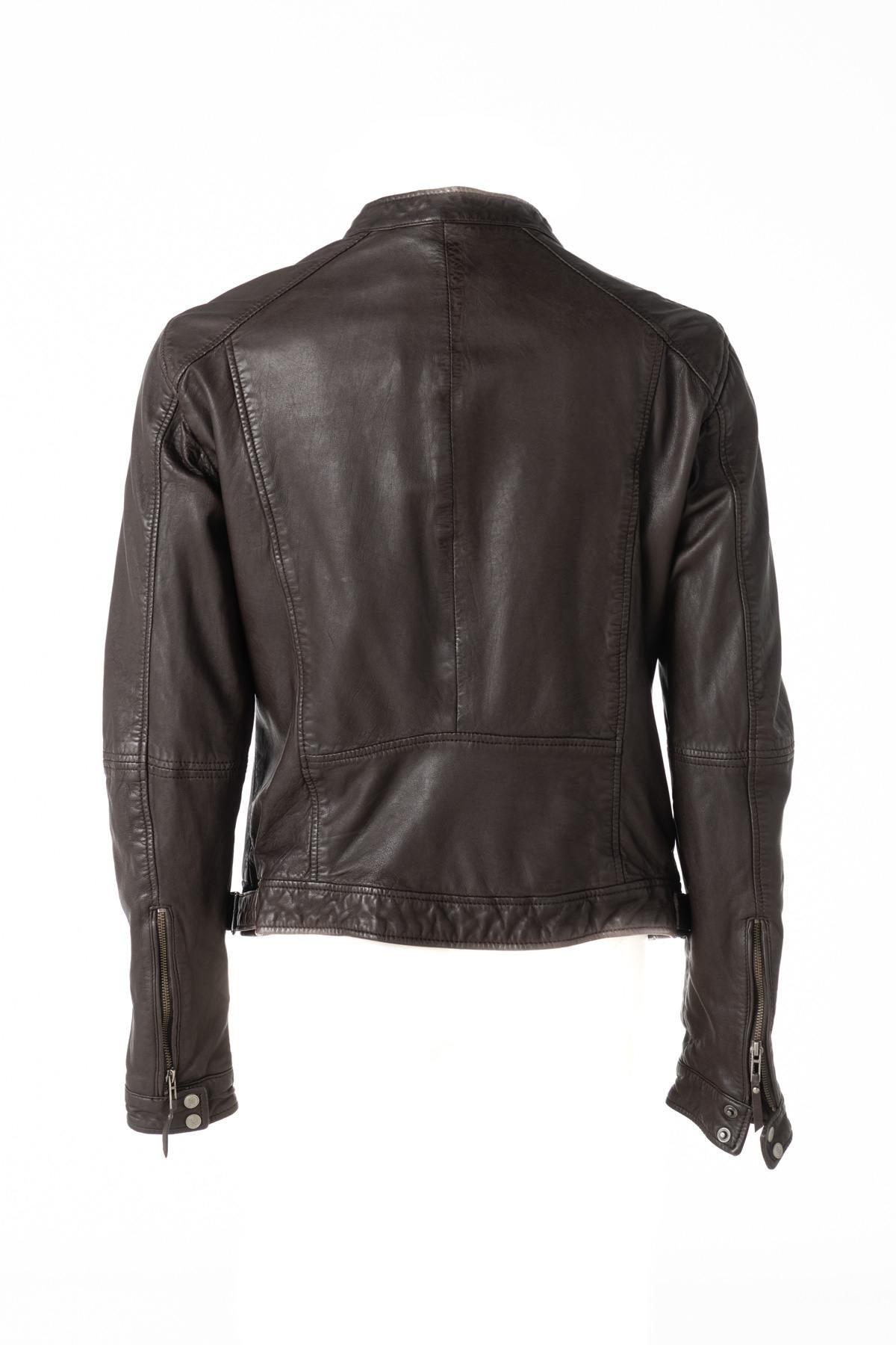 Dark brown round neck jacket - Image n°2