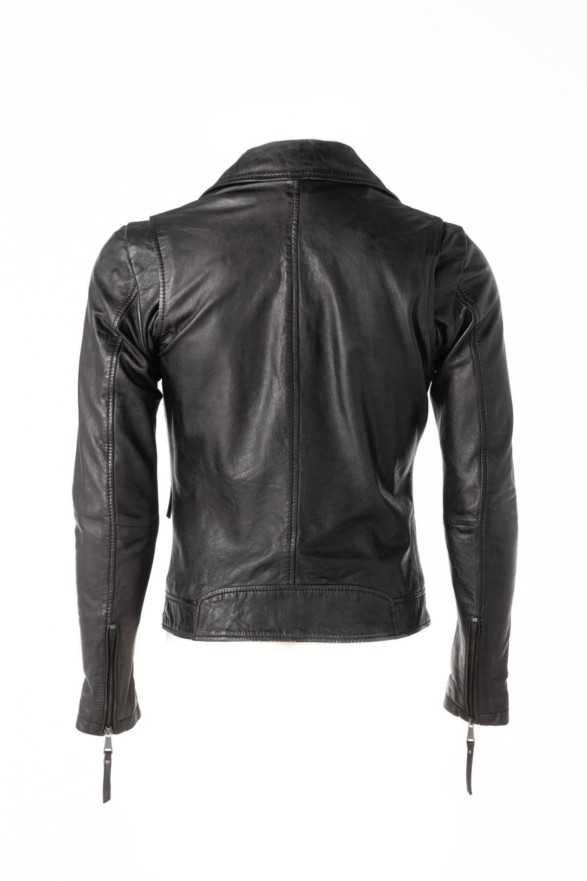 Men's black leather perfecto - Image n°2