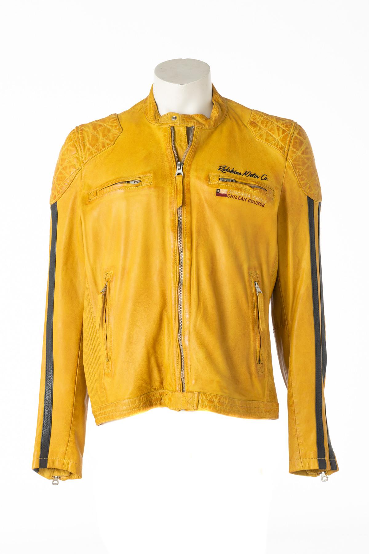 Men's yellow motorcycle-style jacket - Image n°1