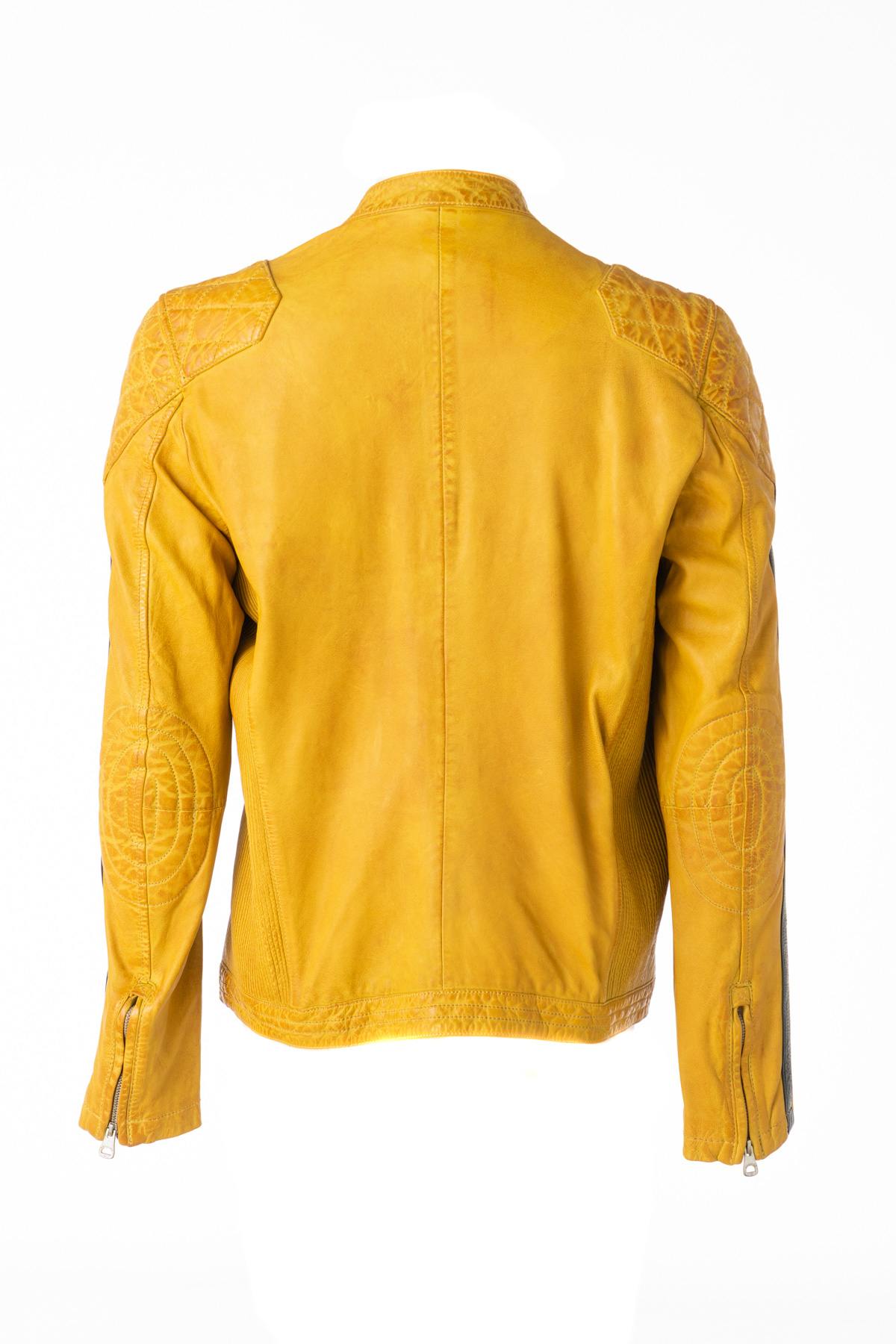 Men's yellow motorcycle-style jacket - Image n°2