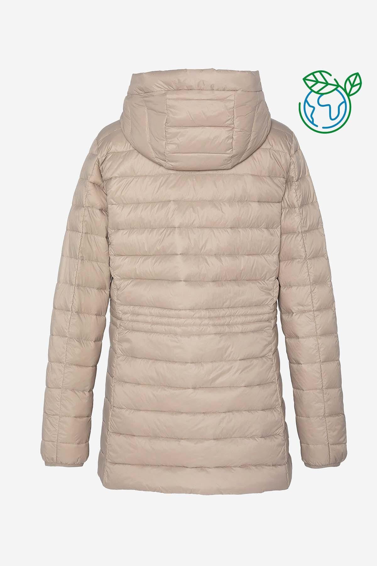 Women's beige down jacket in recycled nylon - Image n°2