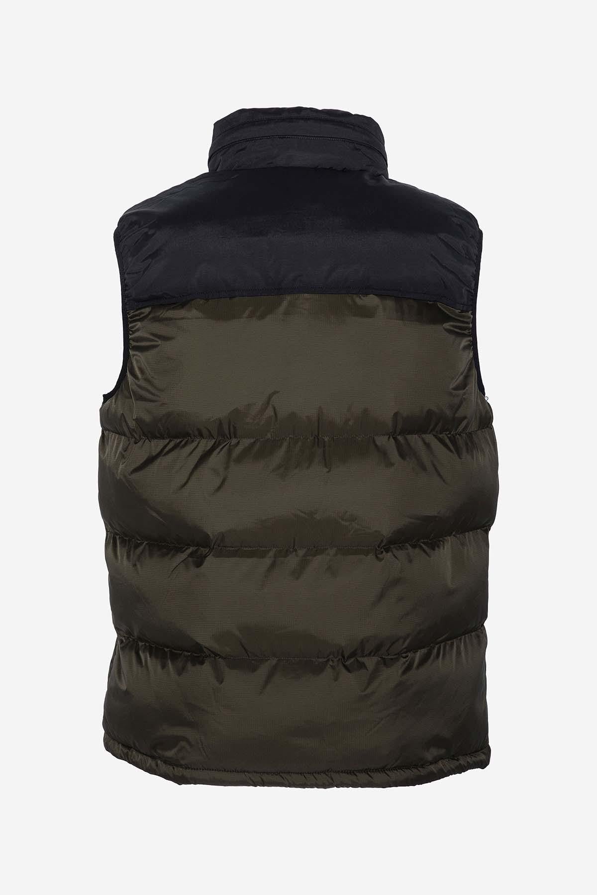 Khaki sleeveless down jacket - Image n°7