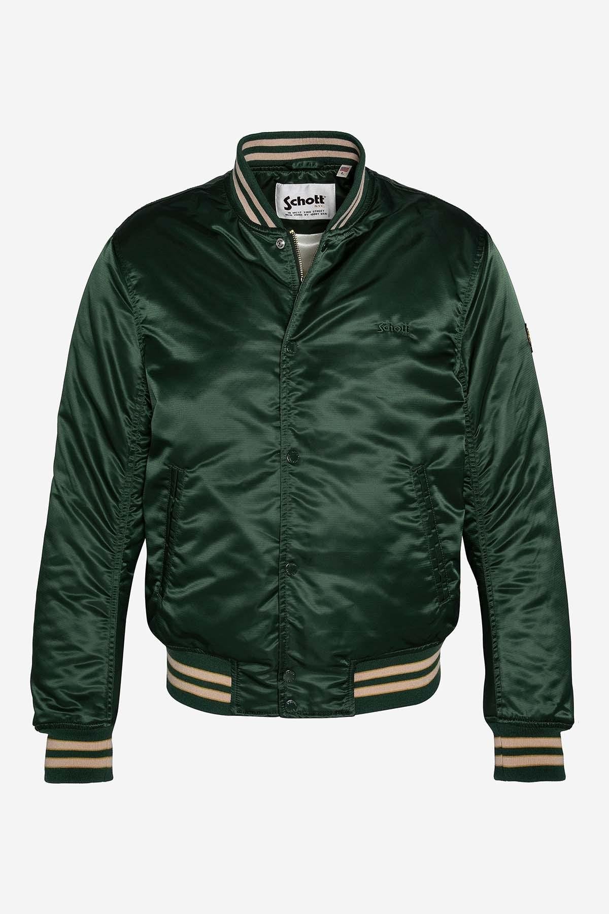 Green nylon varsity teddy - Image n°1