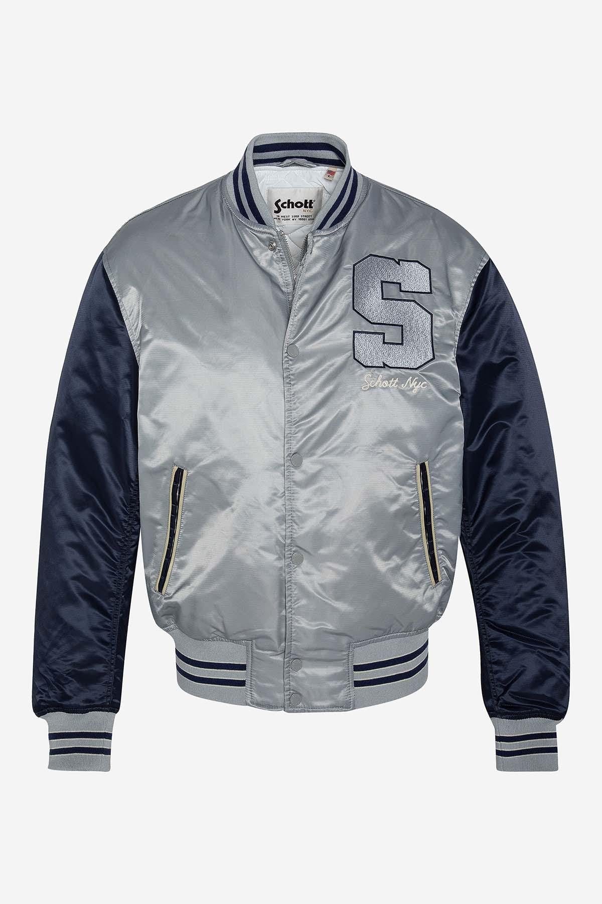 Silver and navy varsity jacket - Image n°1