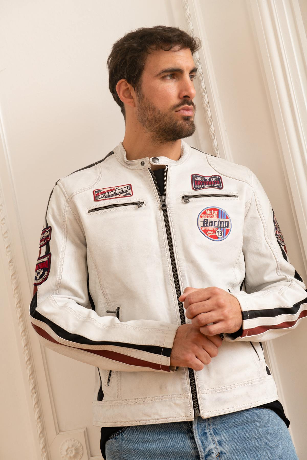 White leather racing jacket - Image n°1