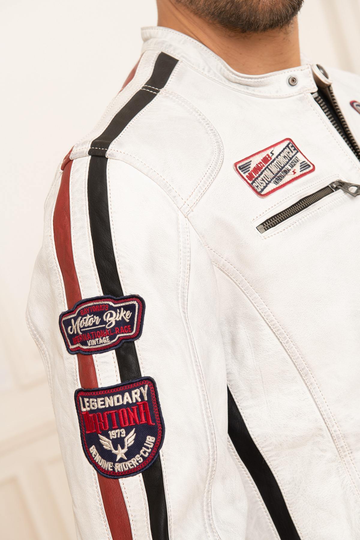 White leather racing jacket - Image n°7