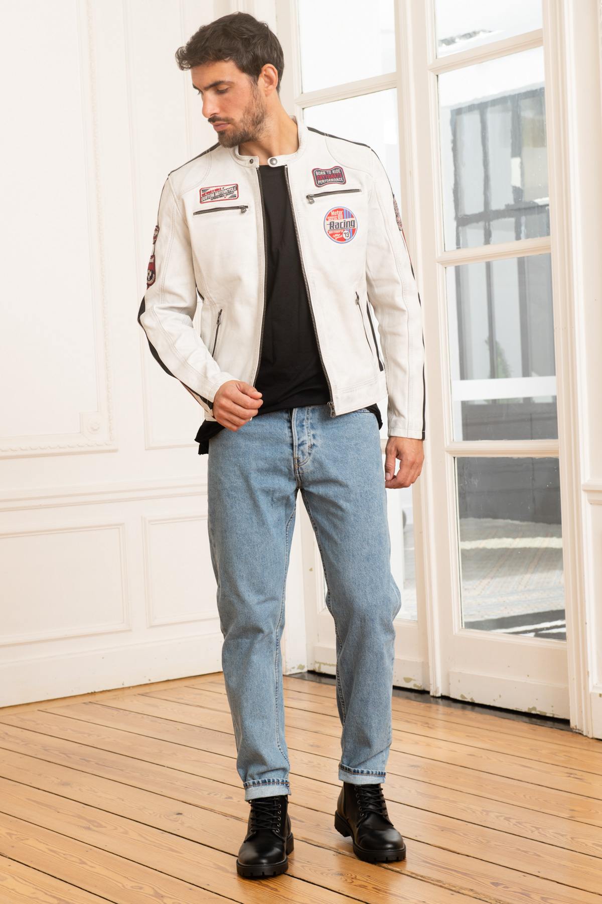 White leather racing jacket - Image n°2