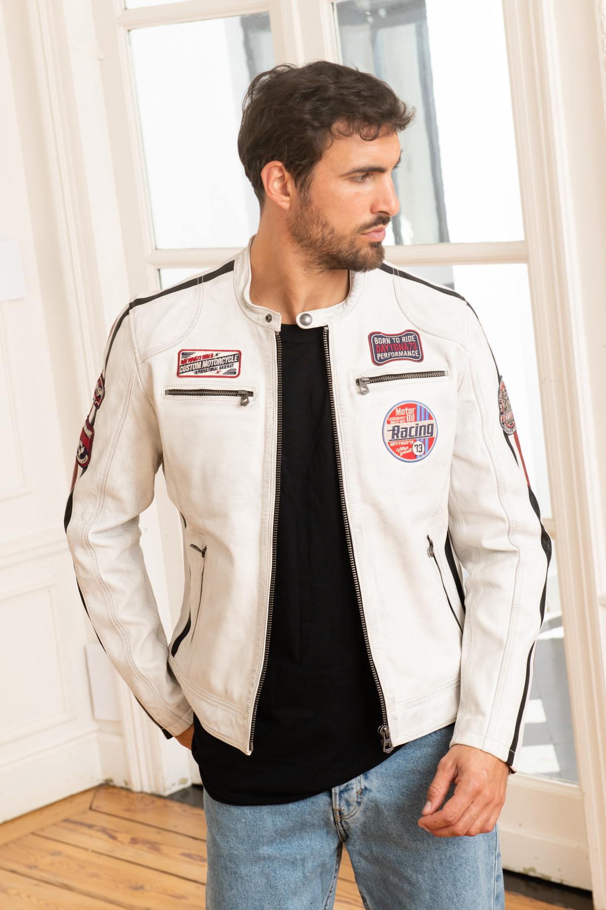 White leather racing jacket - Image n°3